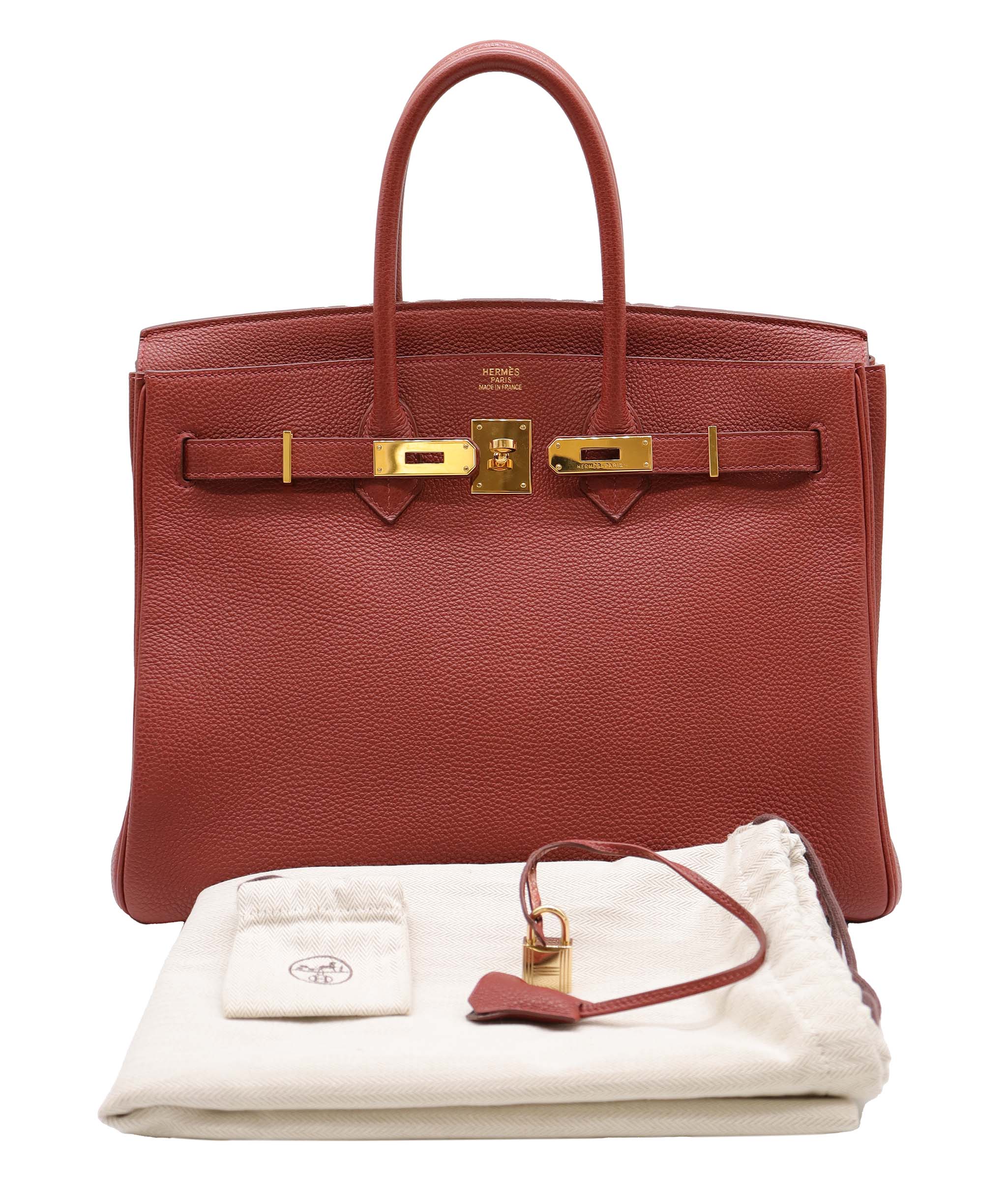 Hermès Sold xxxxxxx HERMES BIRKIN 35 BRICK TOGO HAND BAG 2004 SQUARE H GOLD HARDWARE 90311047 DXBS6092o