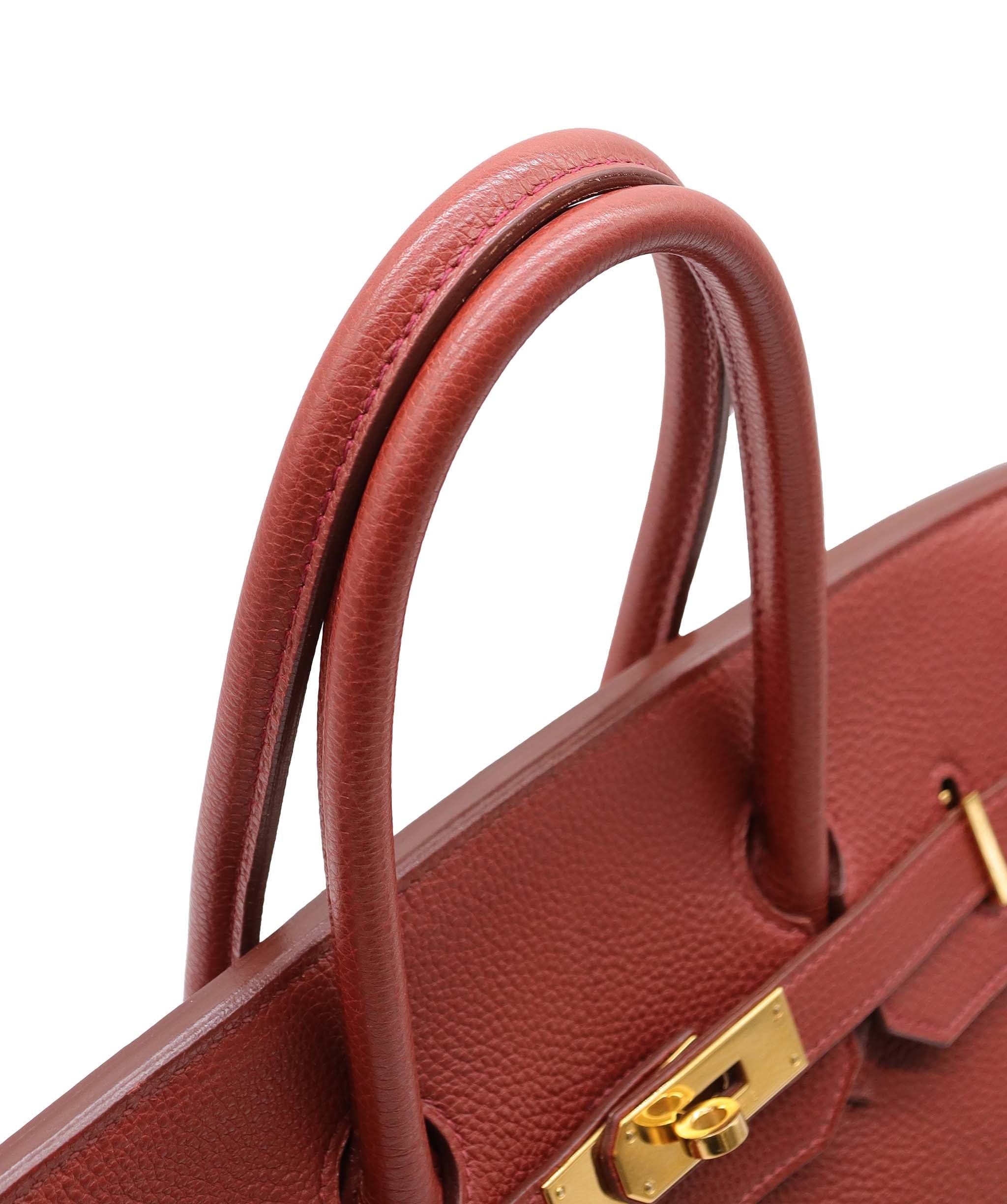 Hermès Sold xxxxxxx HERMES BIRKIN 35 BRICK TOGO HAND BAG 2004 SQUARE H GOLD HARDWARE 90311047 DXBS6092o