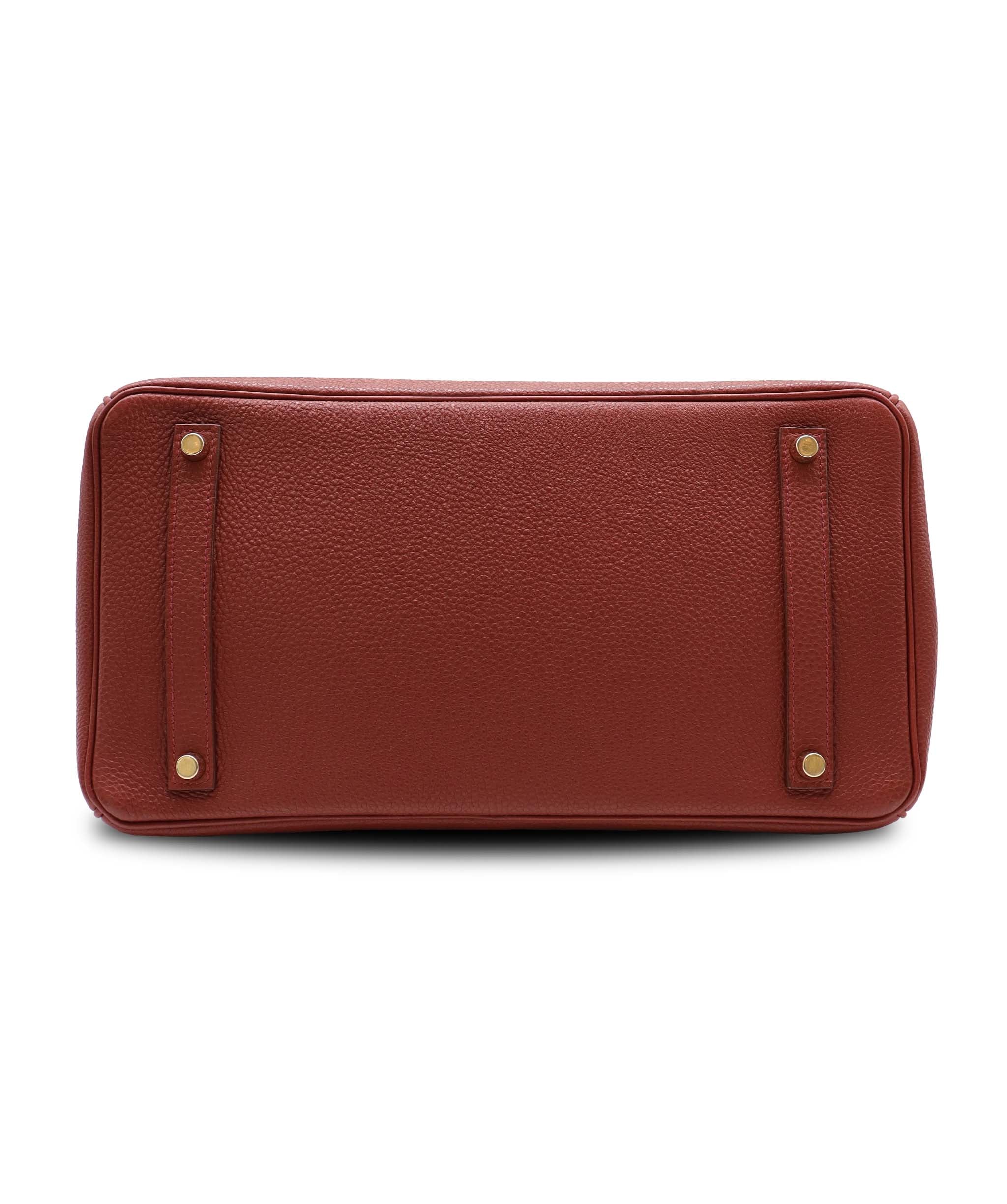 Hermès Sold xxxxxxx HERMES BIRKIN 35 BRICK TOGO HAND BAG 2004 SQUARE H GOLD HARDWARE 90311047 DXBS6092o