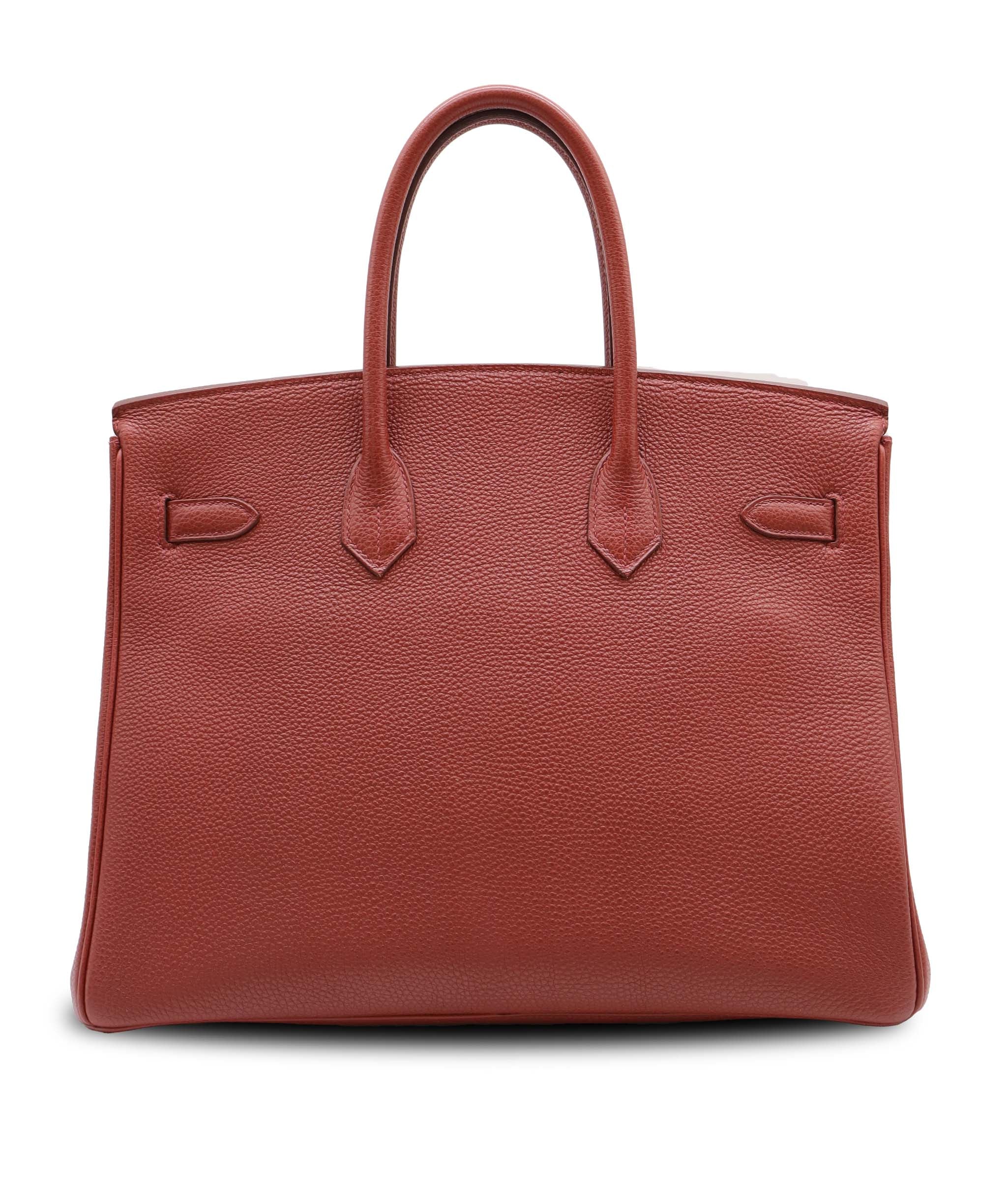 Hermès Sold xxxxxxx HERMES BIRKIN 35 BRICK TOGO HAND BAG 2004 SQUARE H GOLD HARDWARE 90311047 DXBS6092o