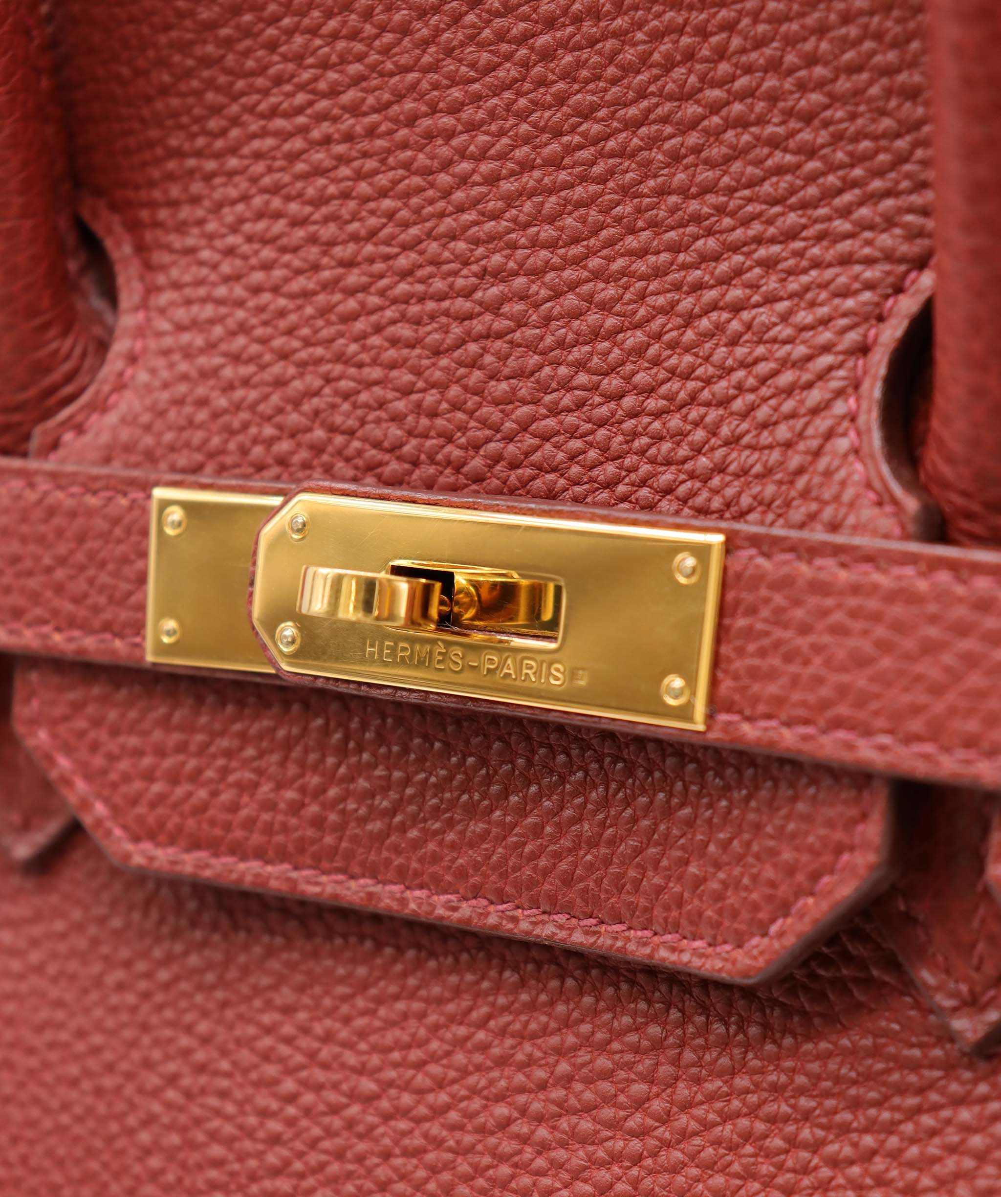 Hermès Sold xxxxxxx HERMES BIRKIN 35 BRICK TOGO HAND BAG 2004 SQUARE H GOLD HARDWARE 90311047 DXBS6092o