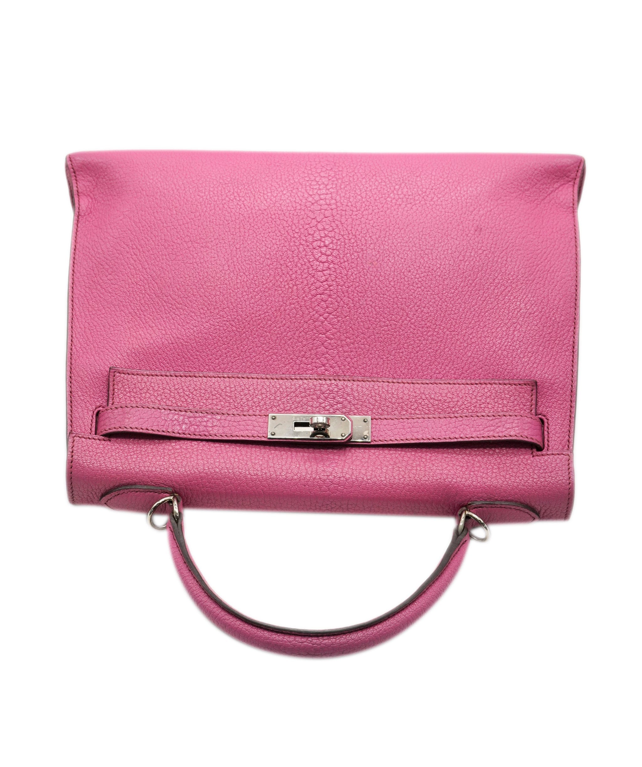 Hermès UK CUSTOMERS ONLY Hermès Vintage Kelly 32 Sellier Rose Shocking Chevre PHW #i ASL10553