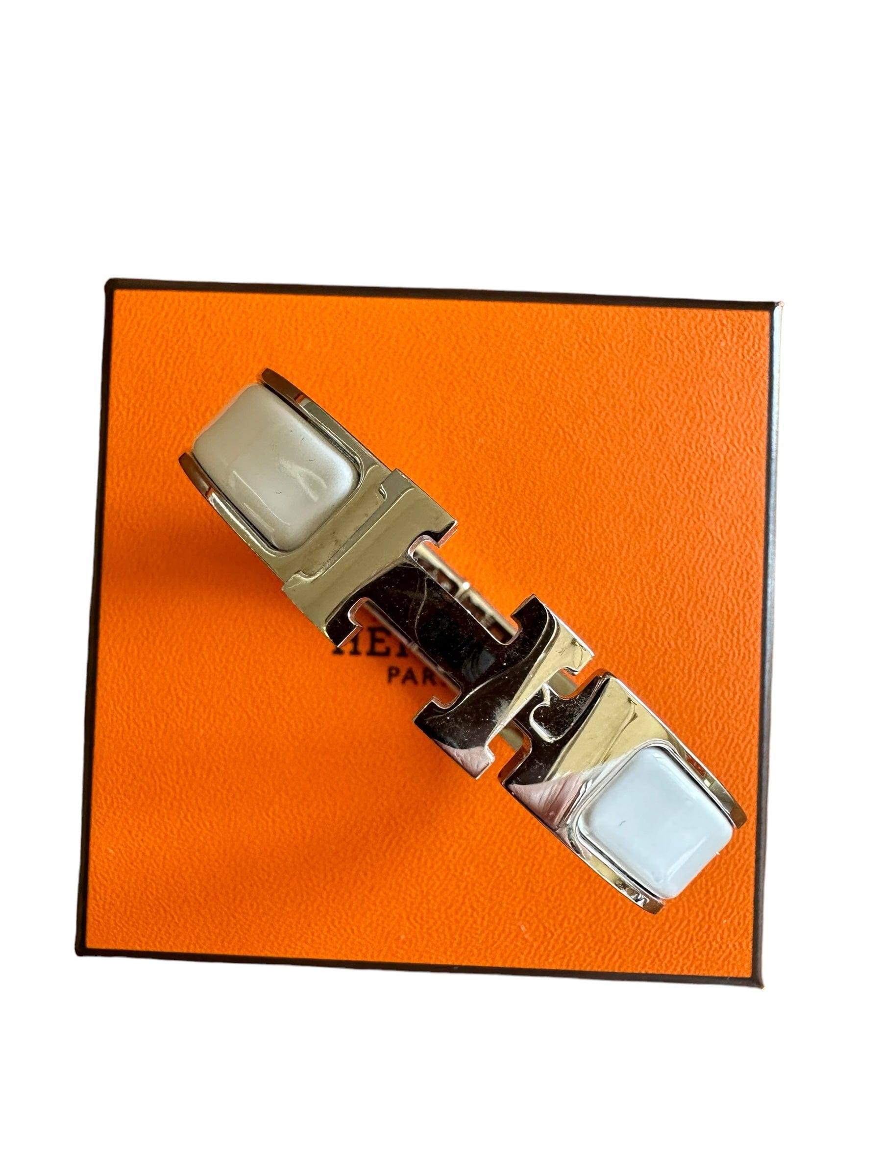 Hermes Hermes White Clic Clac Bracelet