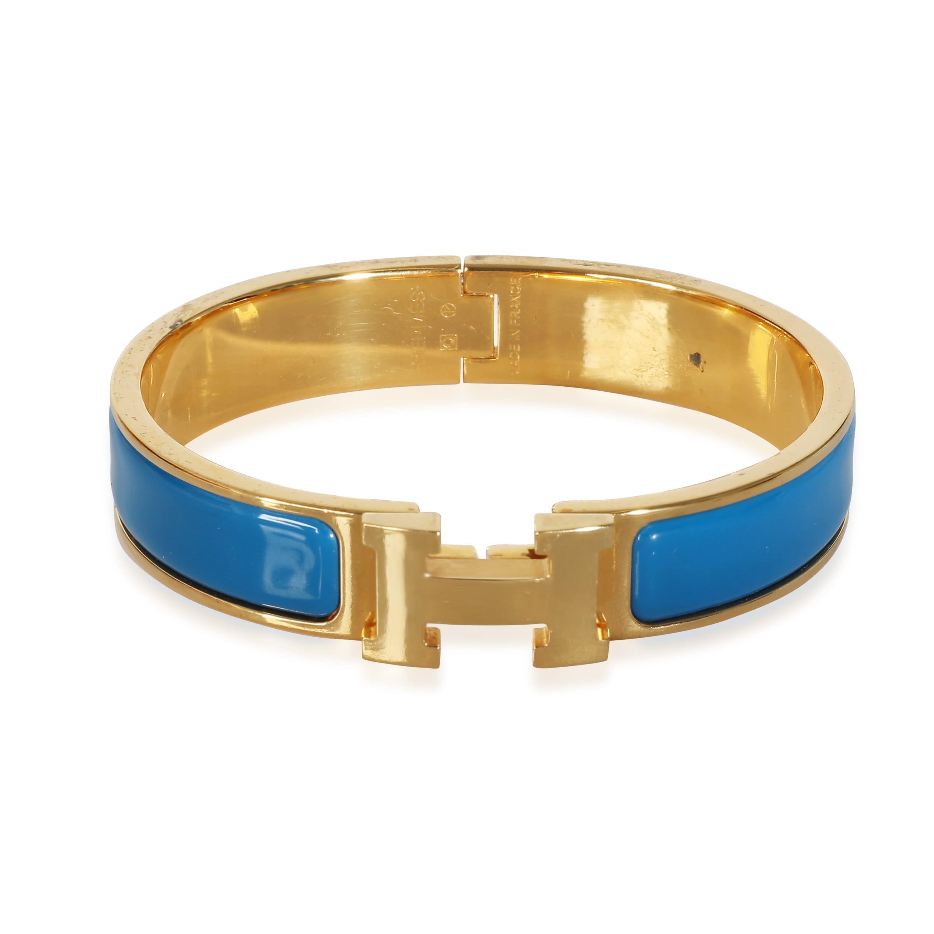 Hermès Clic H Blue Bracelet in  Gold Plated