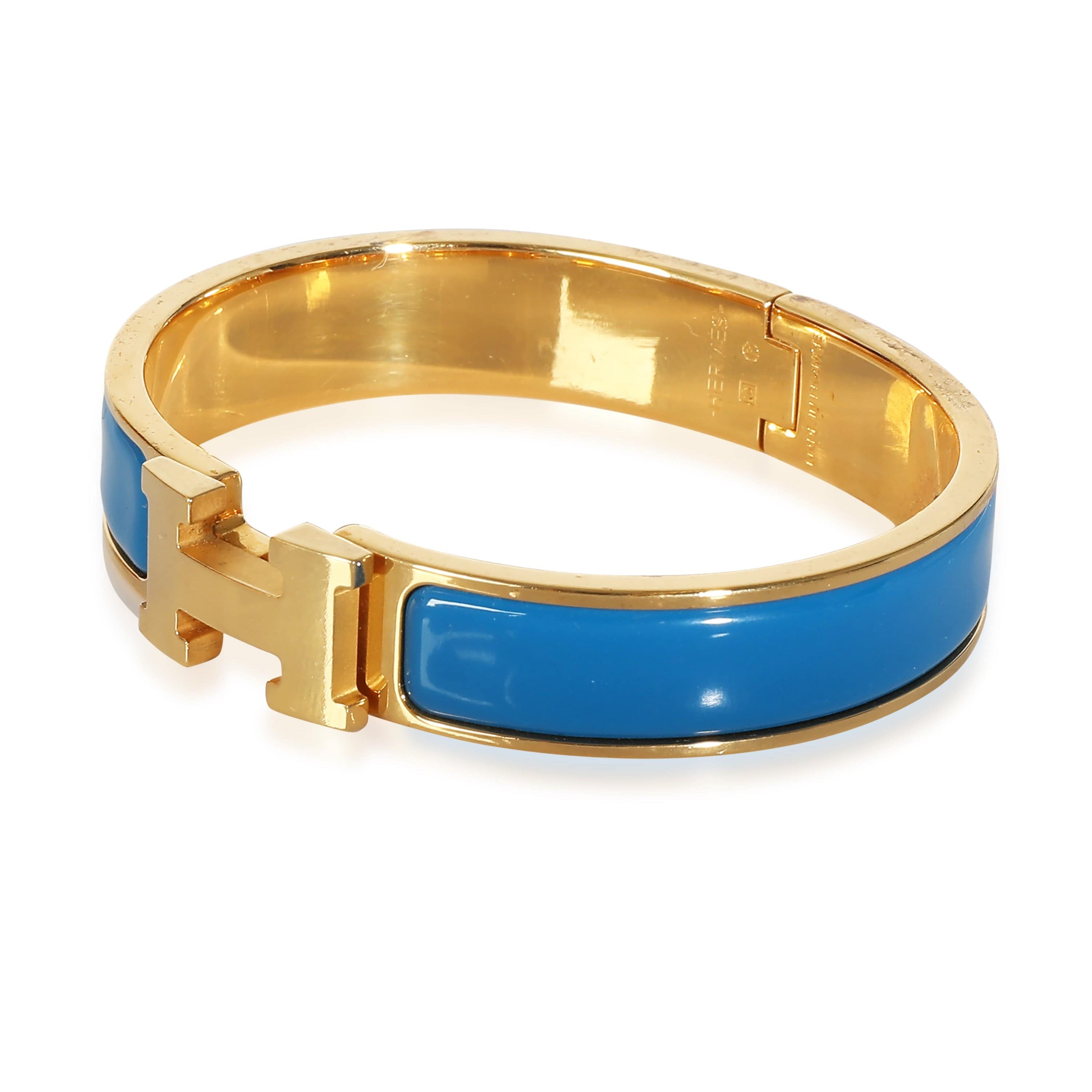 Hermès Clic H Blue Bracelet in  Gold Plated