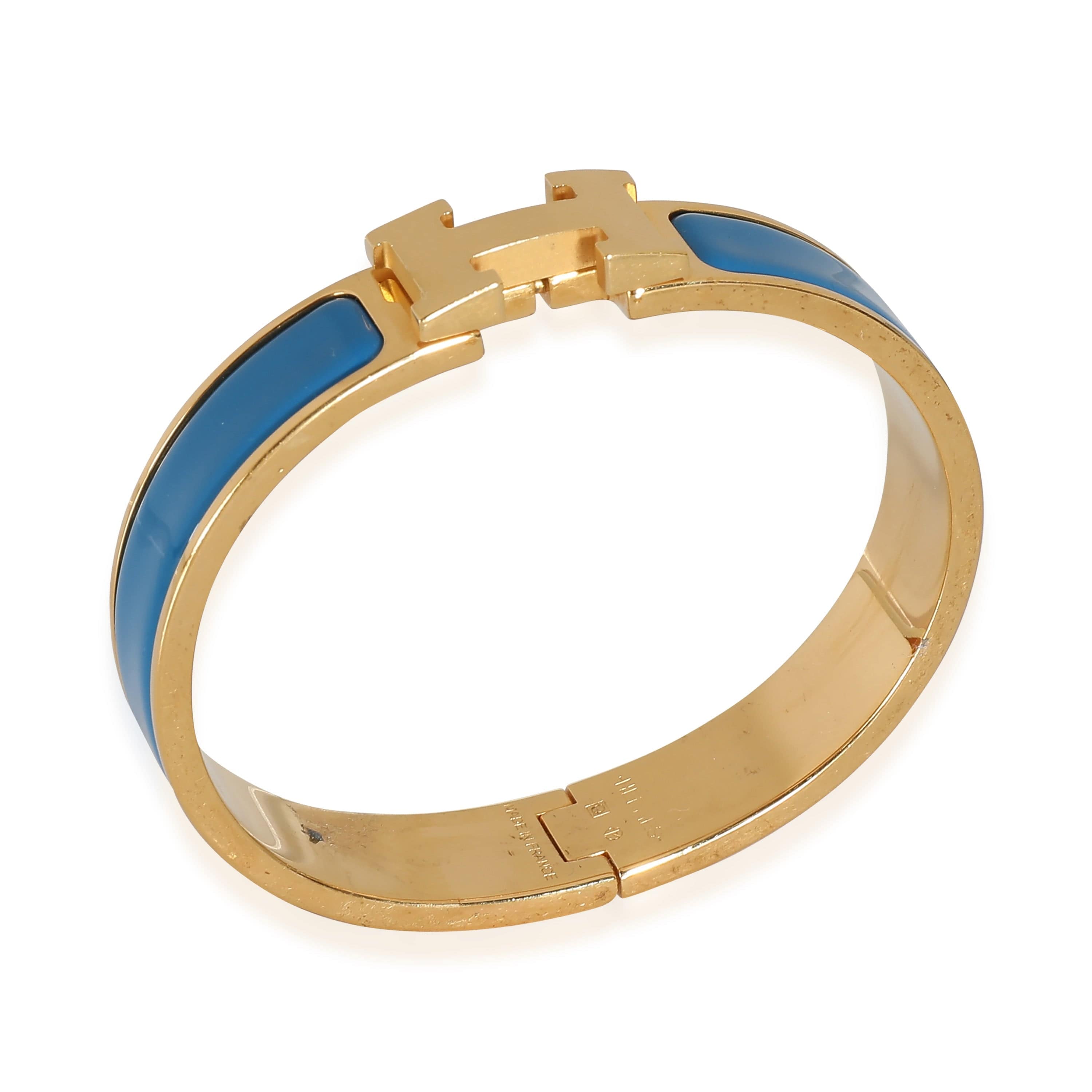 Hermès Clic H Blue Bracelet in  Gold Plated