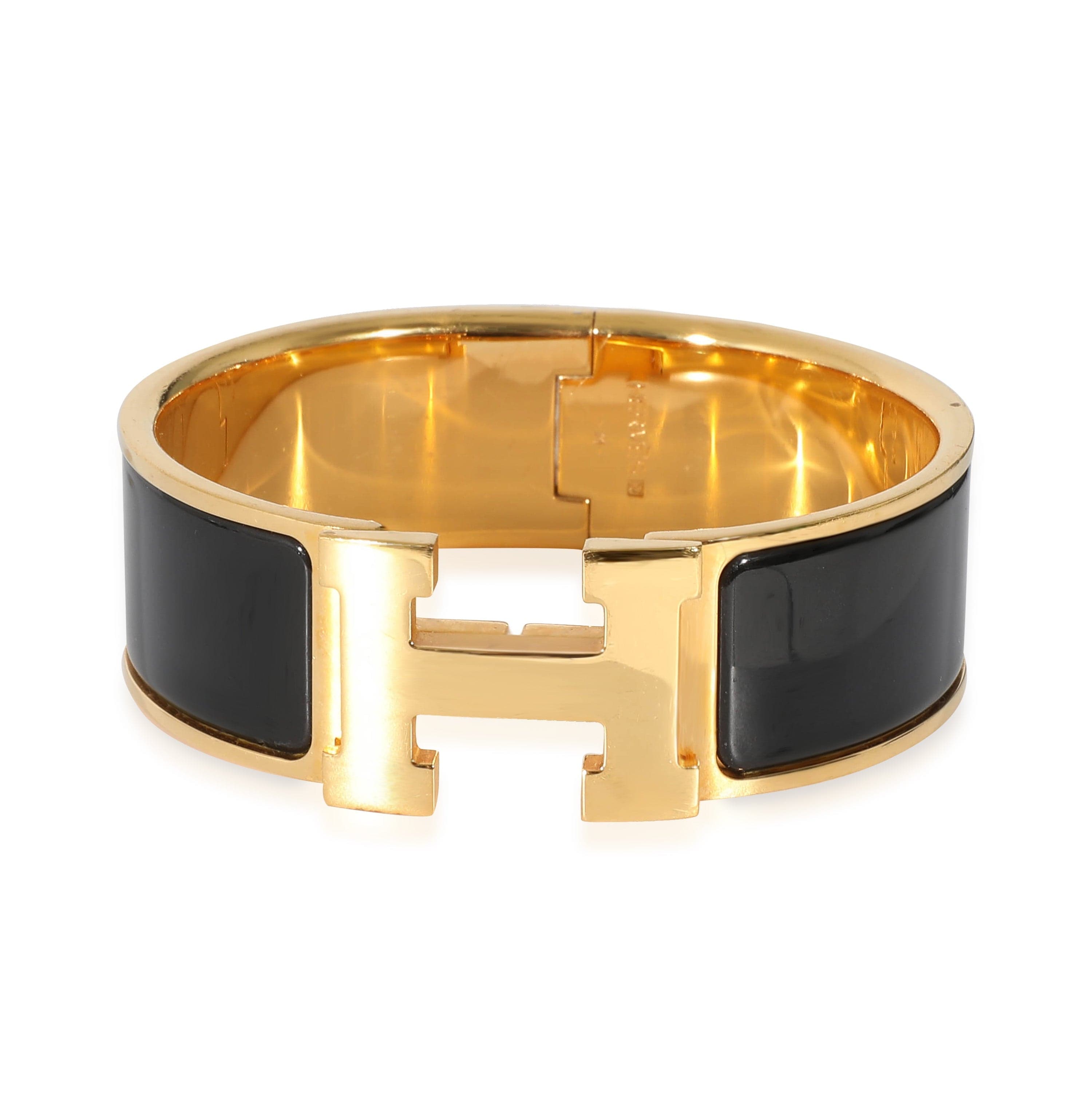 Hermès Hermès Clic Clac Gold Plated Bracelet in Noir