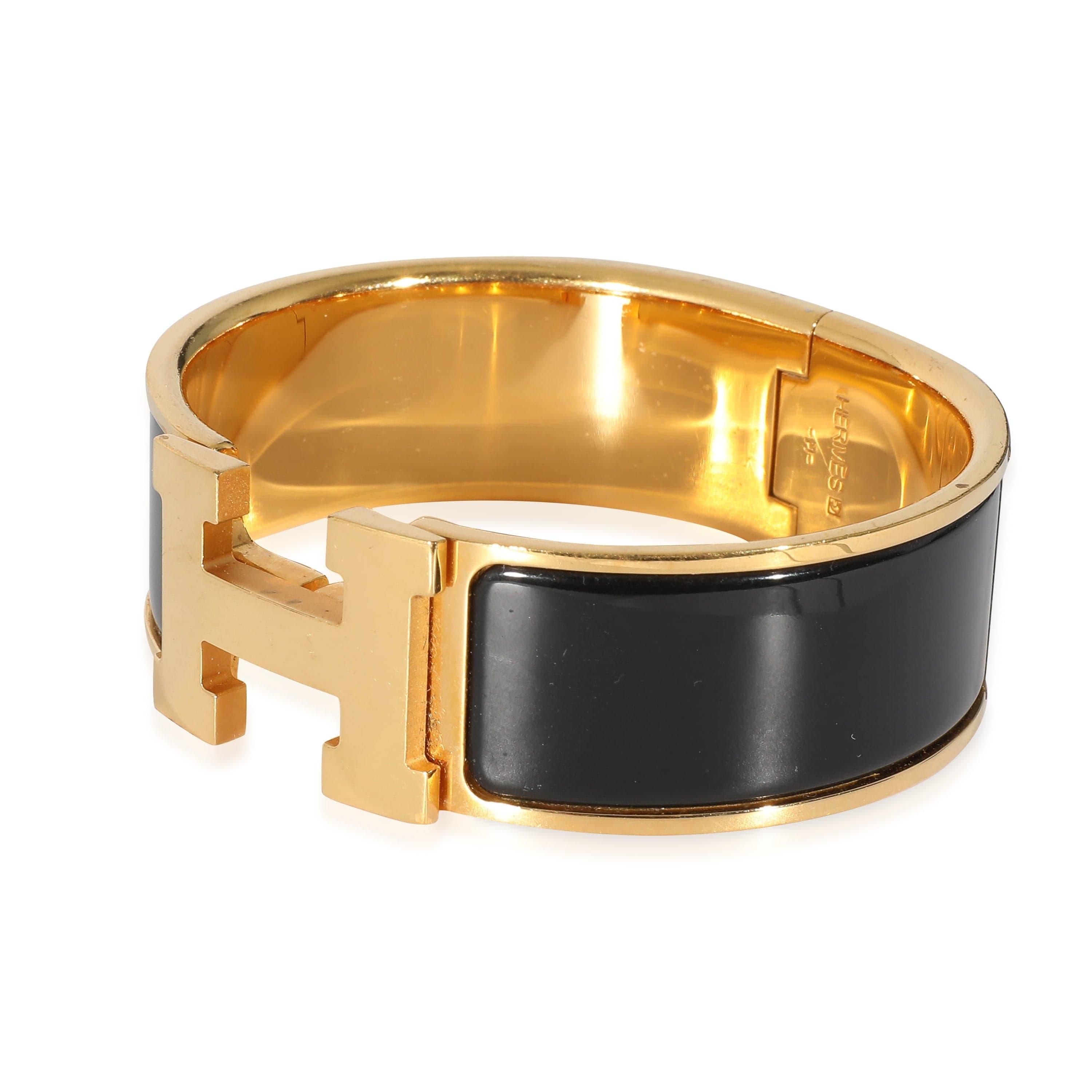 Hermès Hermès Clic Clac Gold Plated Bracelet in Noir