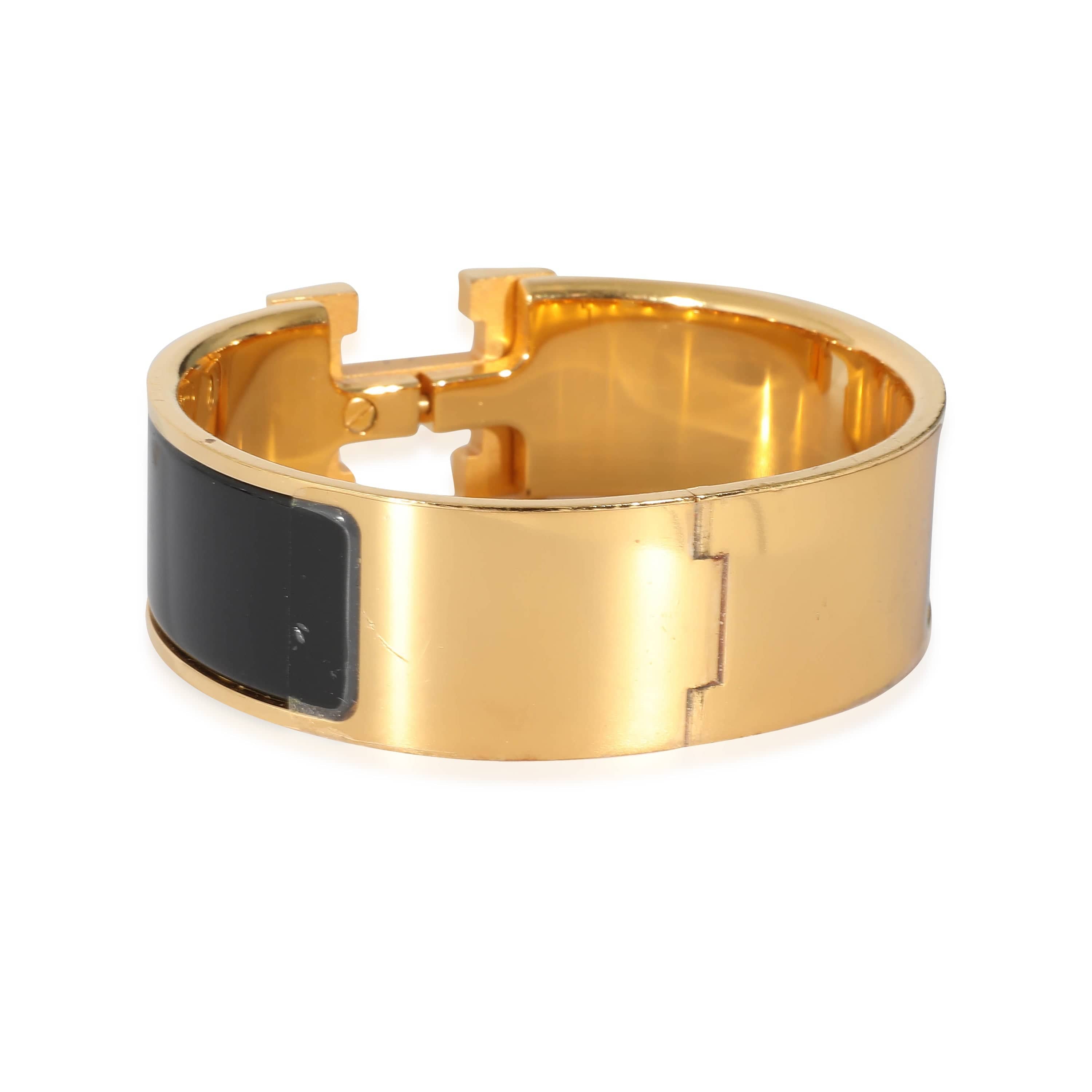 Hermès Hermès Clic Clac Gold Plated Bracelet in Noir