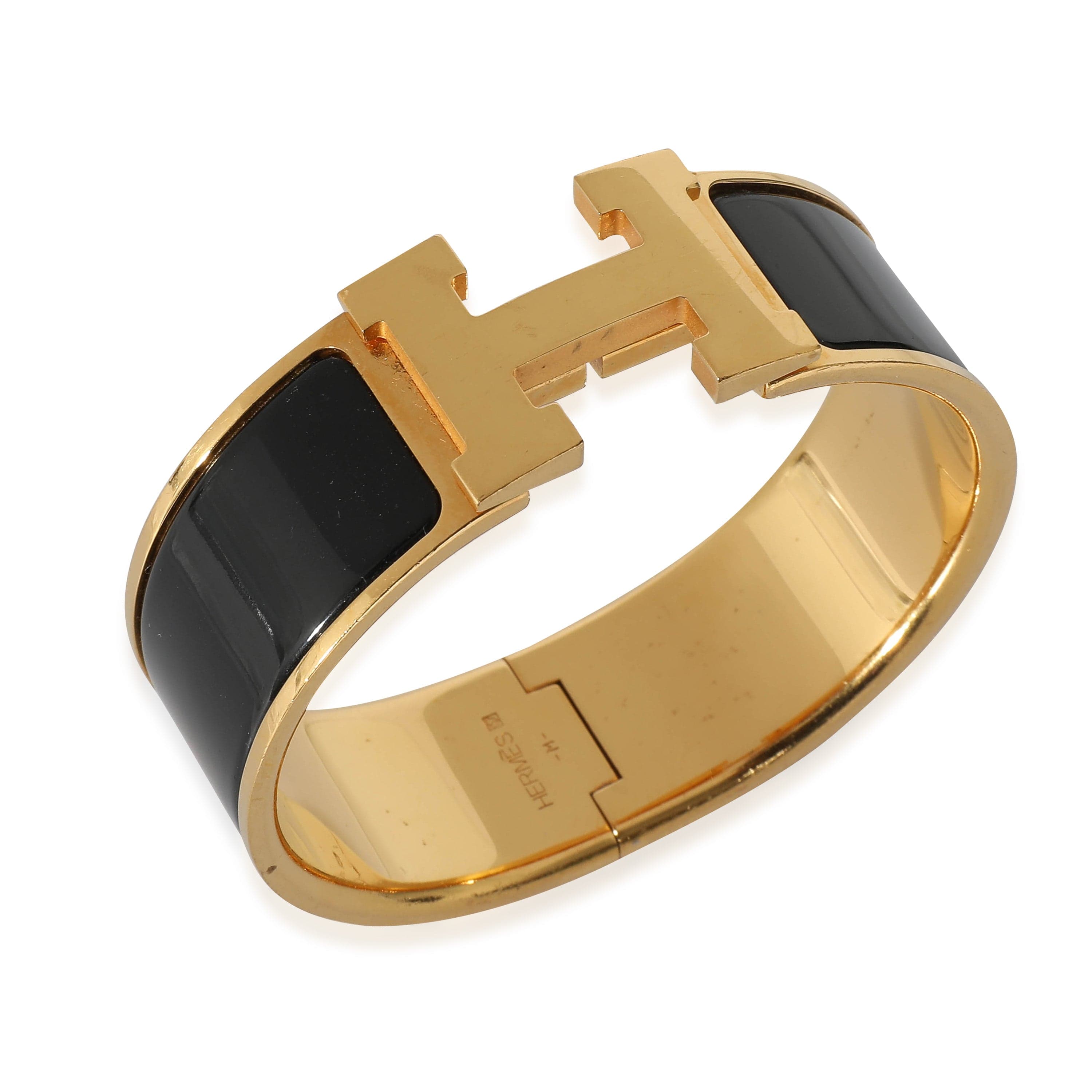 Hermès Hermès Clic Clac Gold Plated Bracelet in Noir