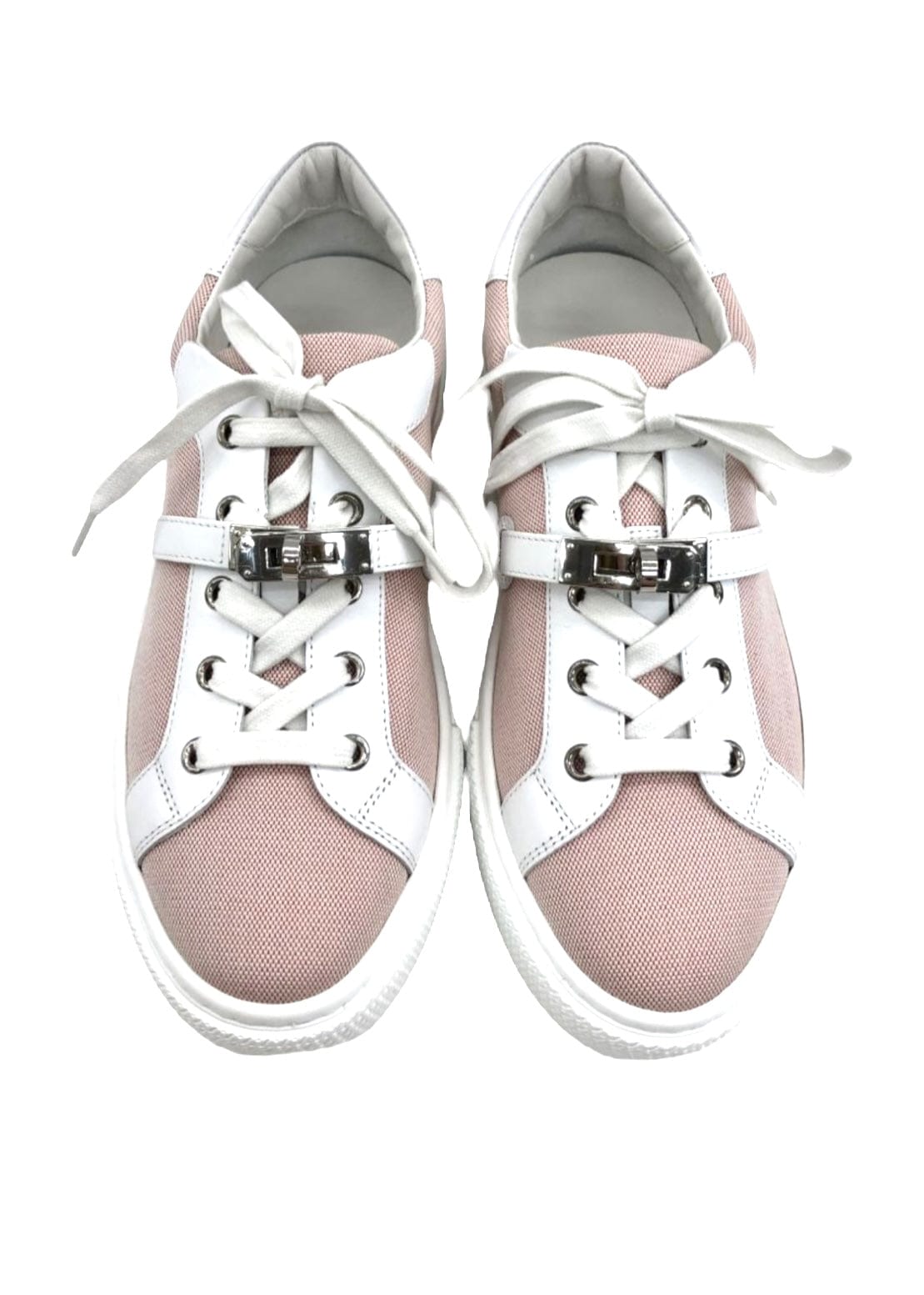 Hermès Hermes Day Sneakers Pink Toile / White Swift PHW Size 39.5 SKC1626