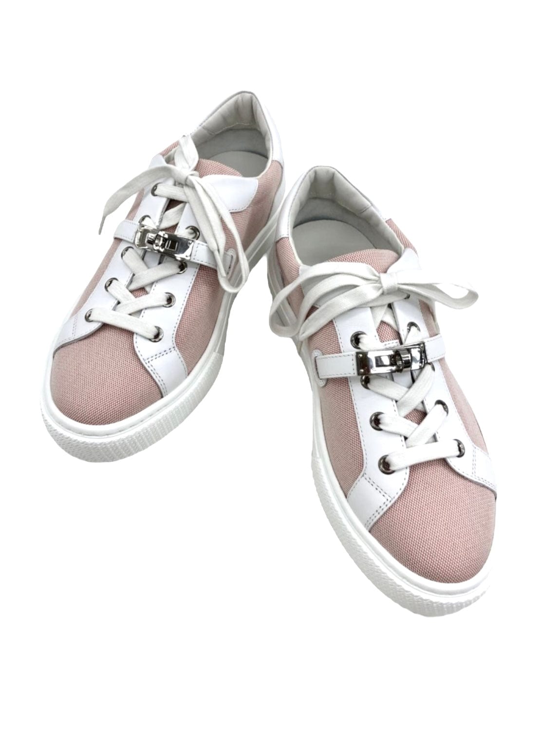 Hermès Hermes Day Sneakers Pink Toile / White Swift PHW Size 39.5 SKC1626