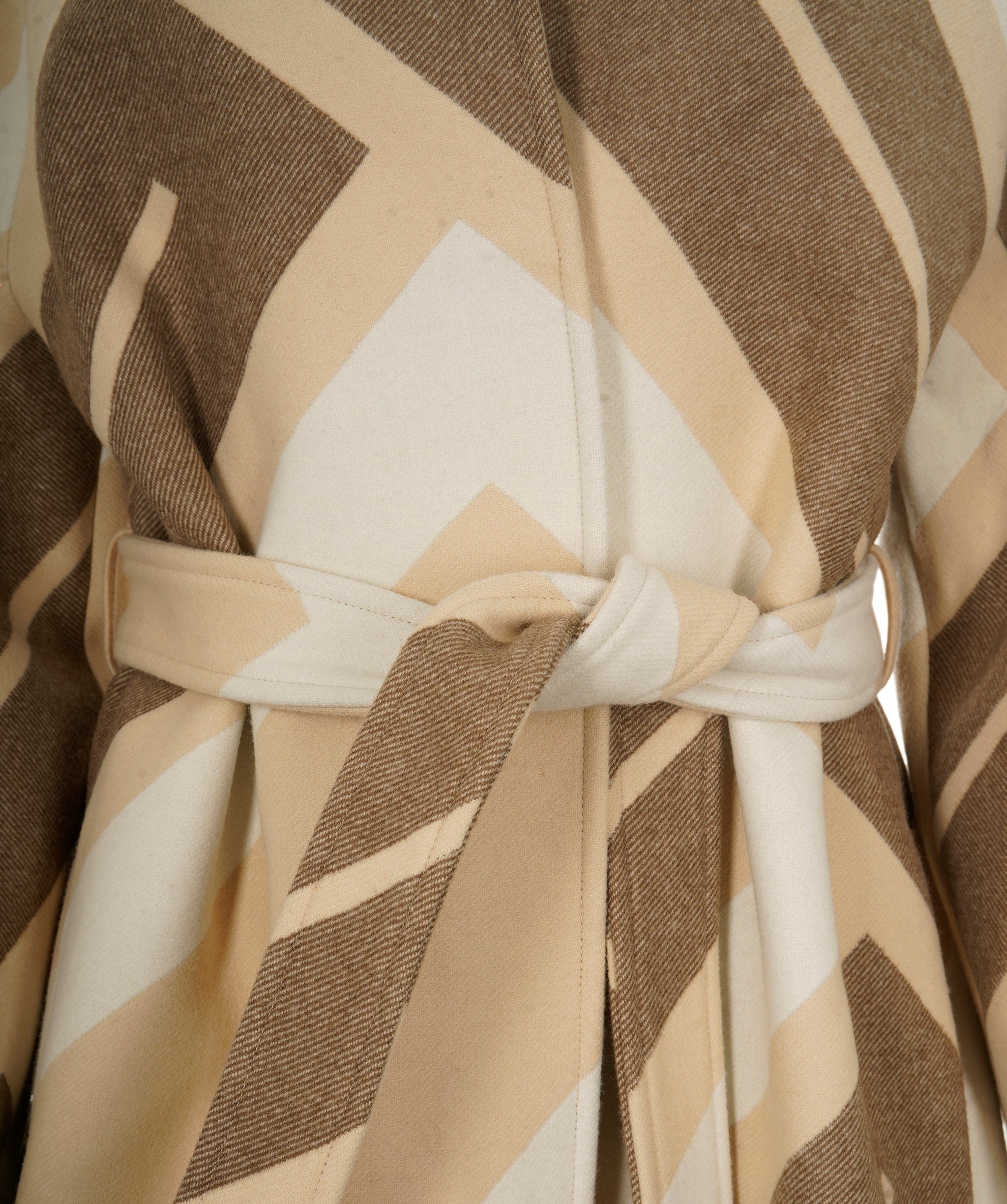 Hermès Hermes Jacquard Mosaique Coat Beige Wool FR36 SKC1461