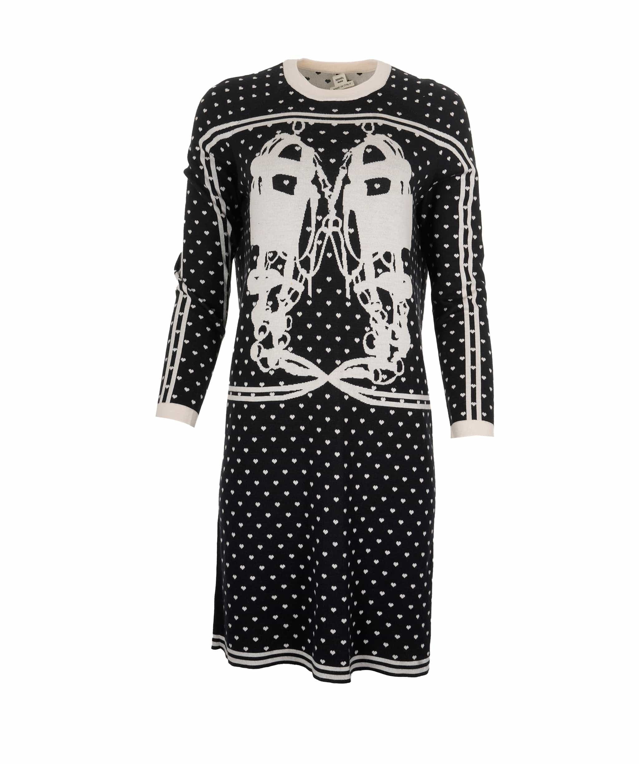 Hermès Hermes Long Wool Dress - Brides de Gala Hearts Black / Cream SKC1463