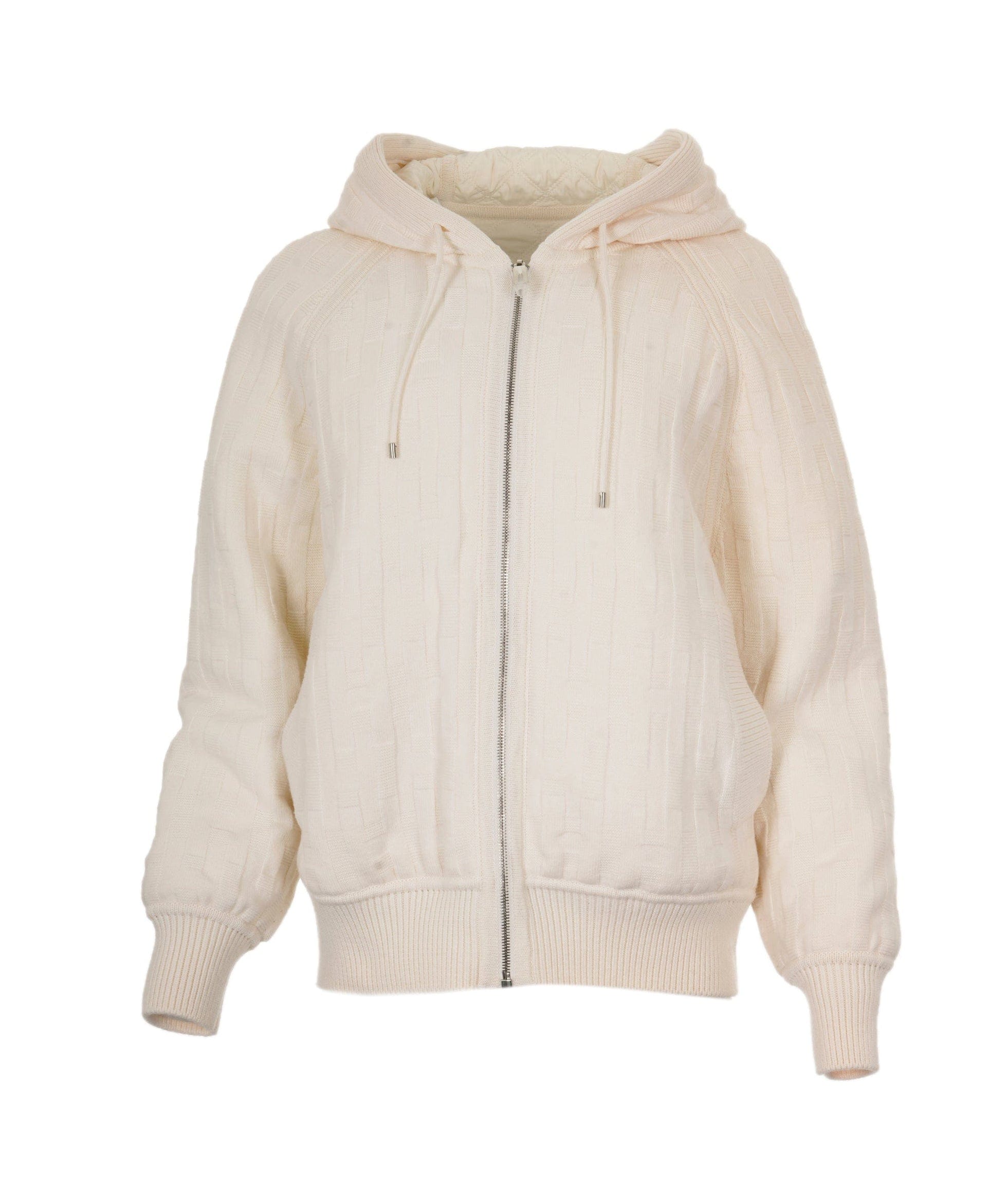 Hermès Hermes Reversible Wool Knit / Puffer Hoodie - Cream FR44 SKC1475