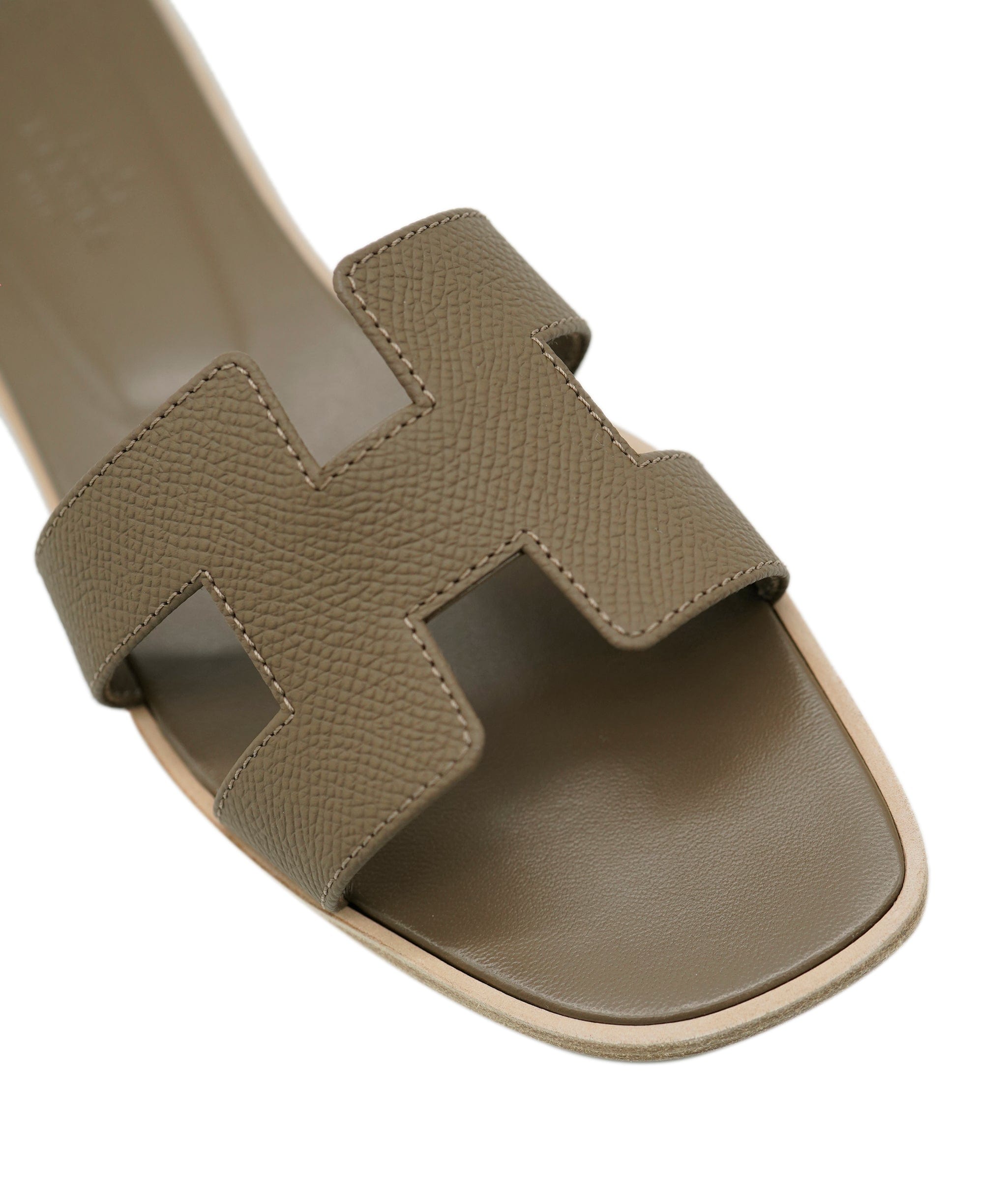 Hermès Oran Sandals, Etoupe Epsom, Size 38