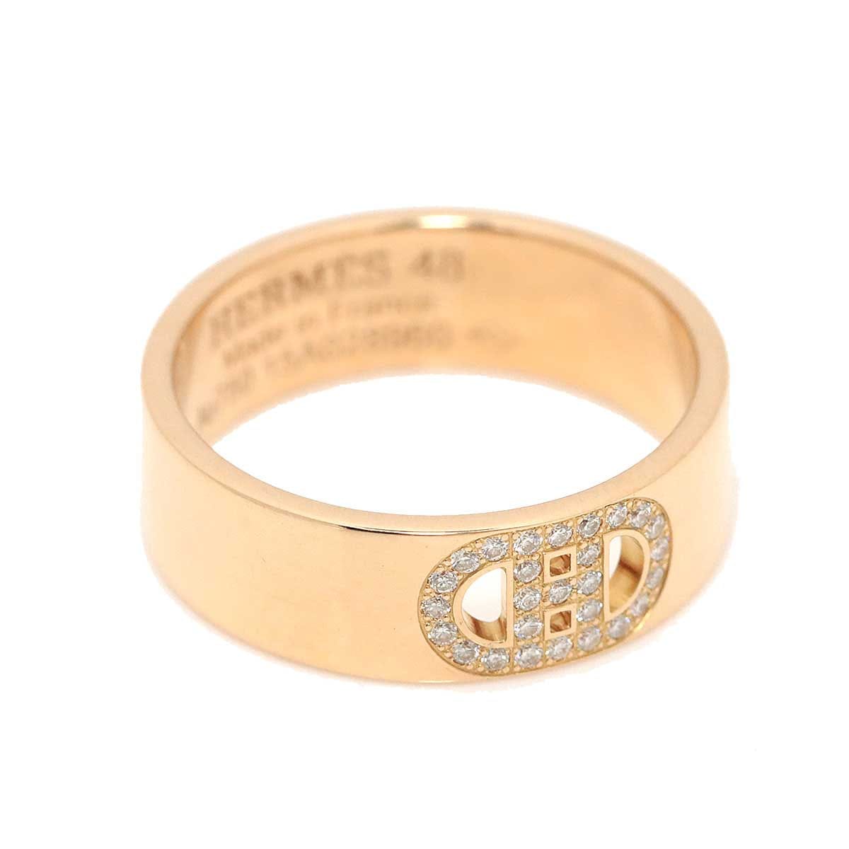 Hermès Hermès H Dunkle #48 Ring Diamond K18 Rose Gold ASL8784