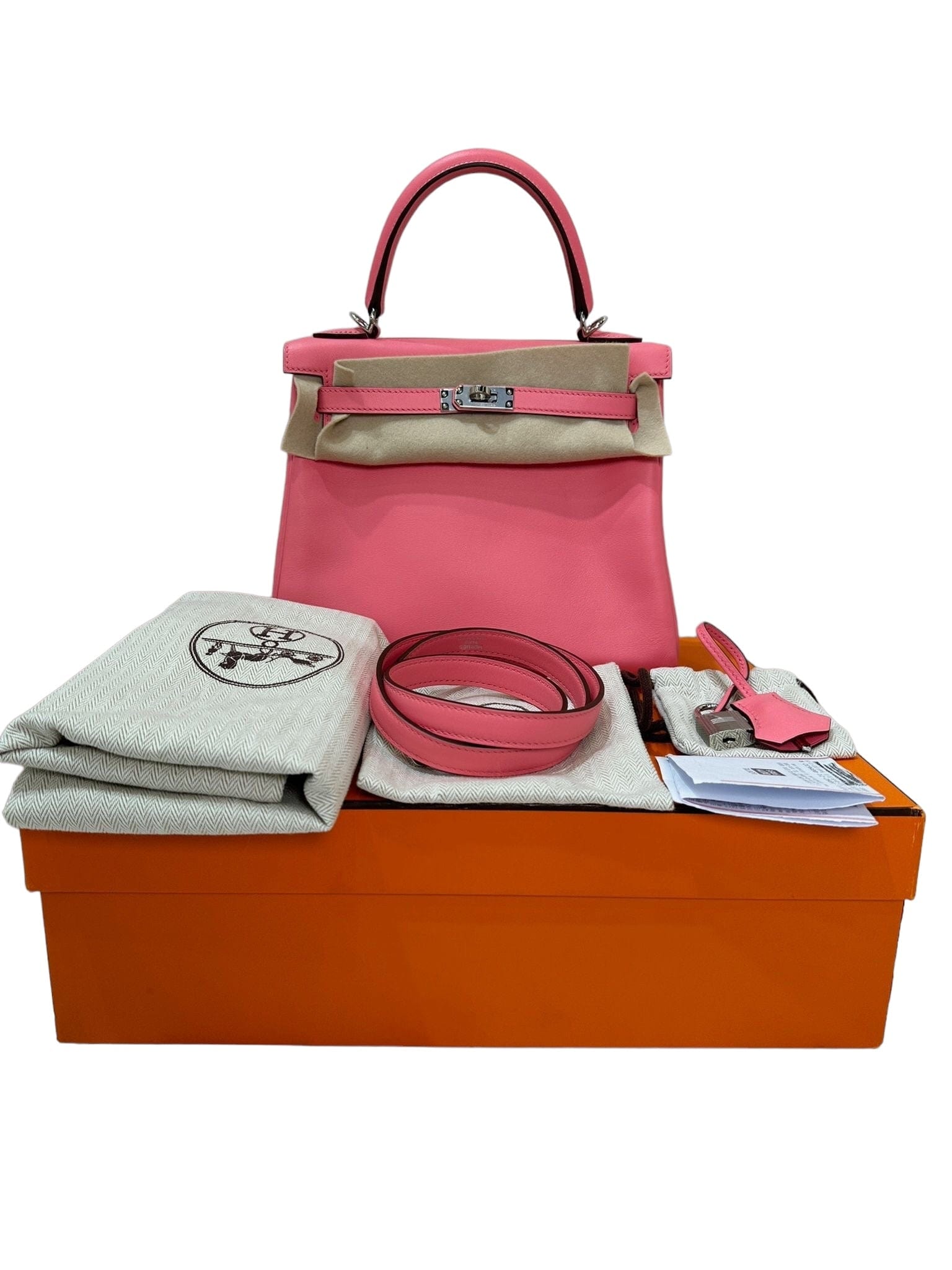 Hermes Hermes Kelly 25 in Rose Azalee Swift with PHW