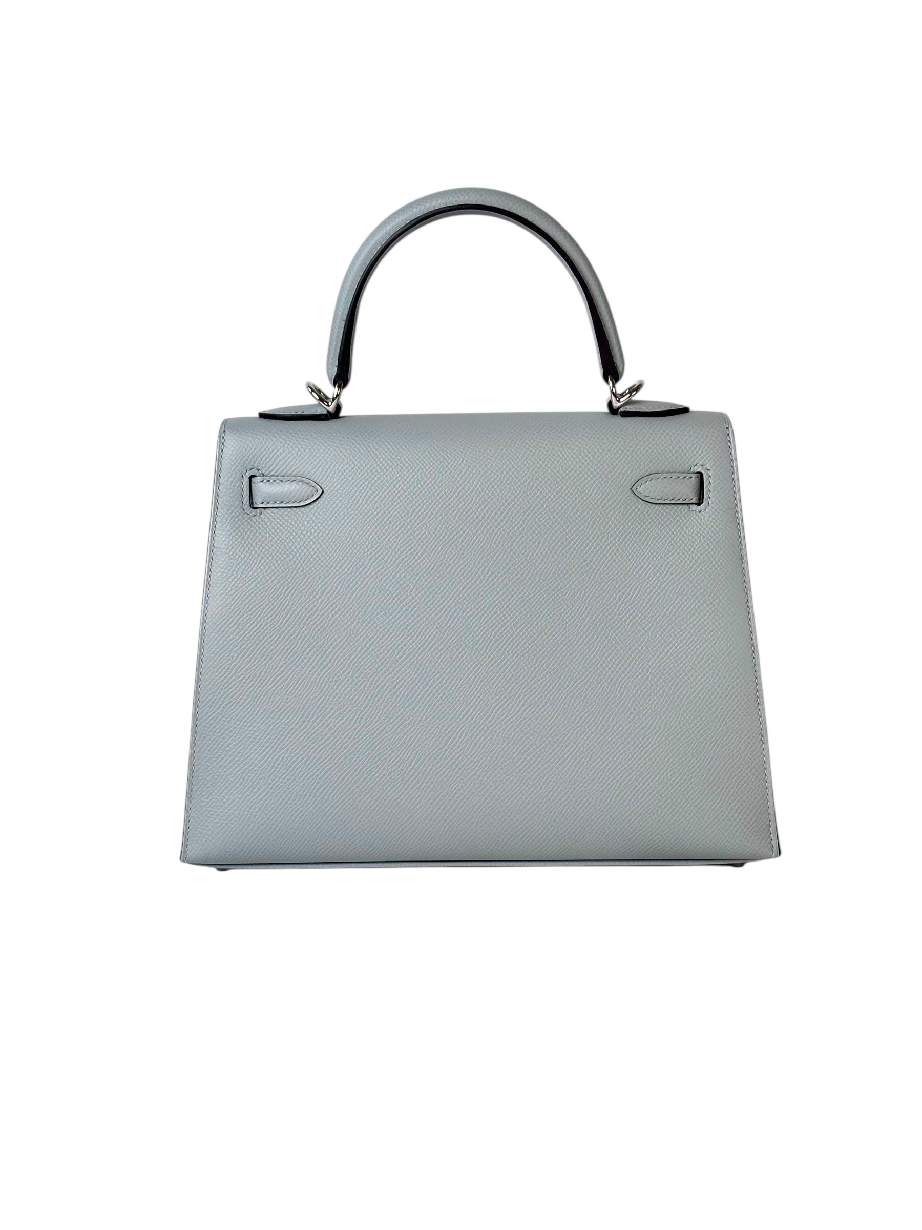 Hermes Hermes Kelly 25cm Blue Glacier Epsom Bag - Full Set - K Stamp