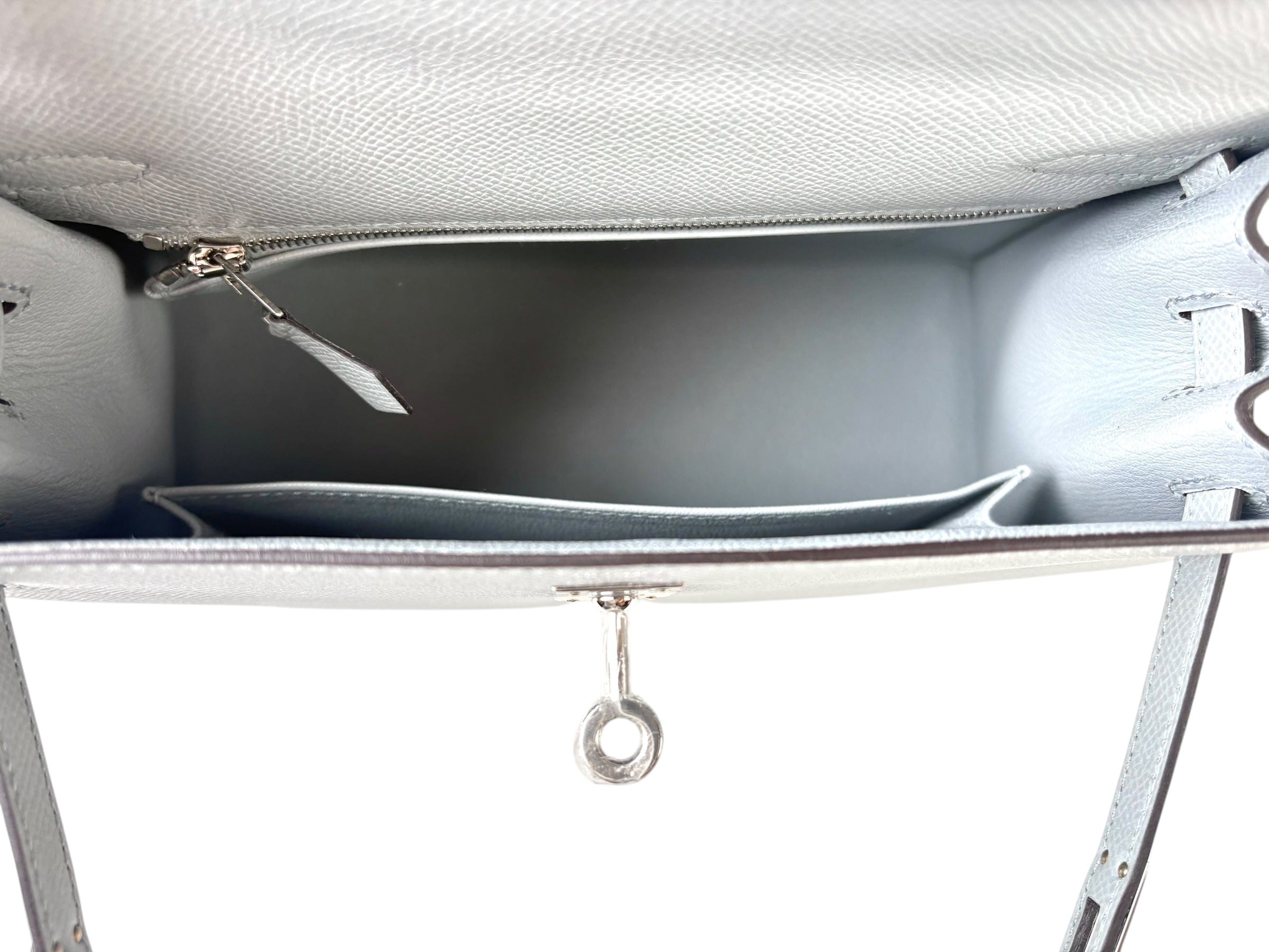 Hermes Hermes Kelly 25cm Blue Glacier Epsom Bag - Full Set - K Stamp