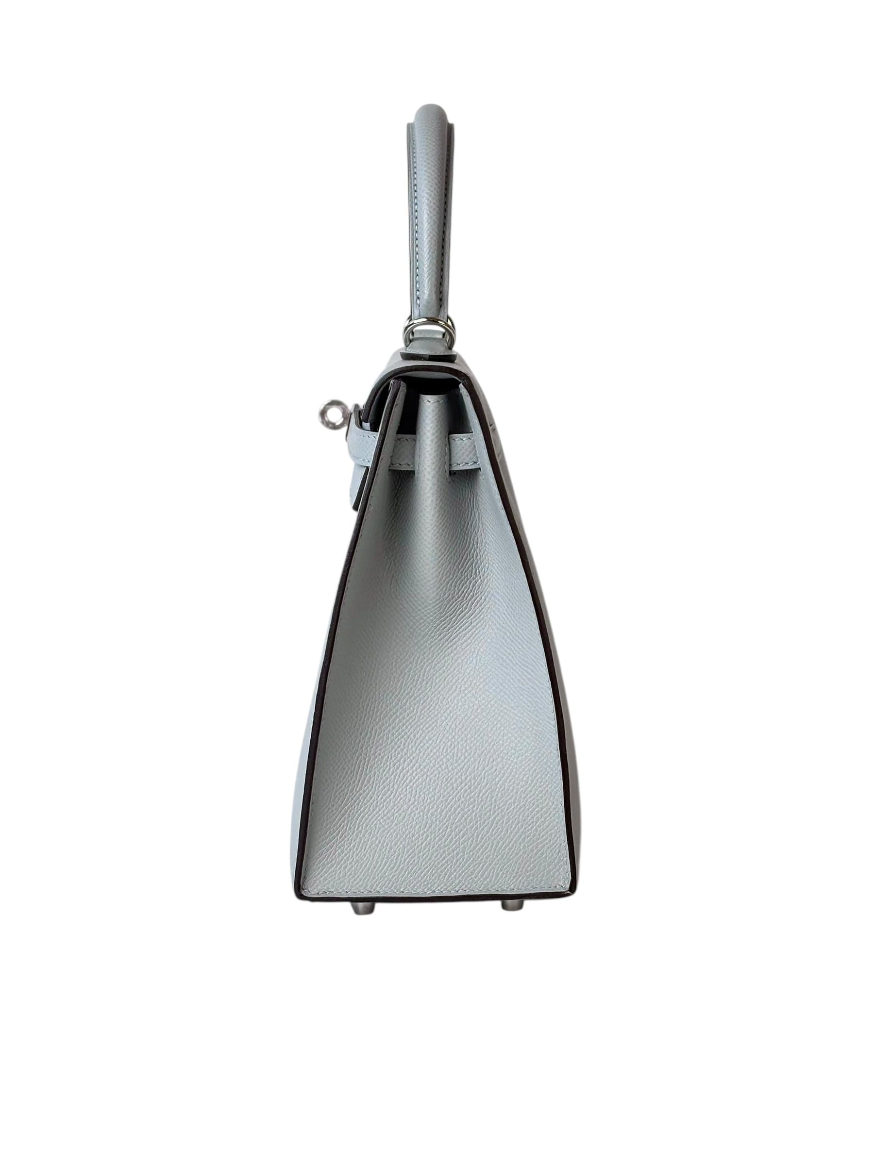 Hermes Hermes Kelly 25cm Blue Glacier Epsom Bag - Full Set - K Stamp