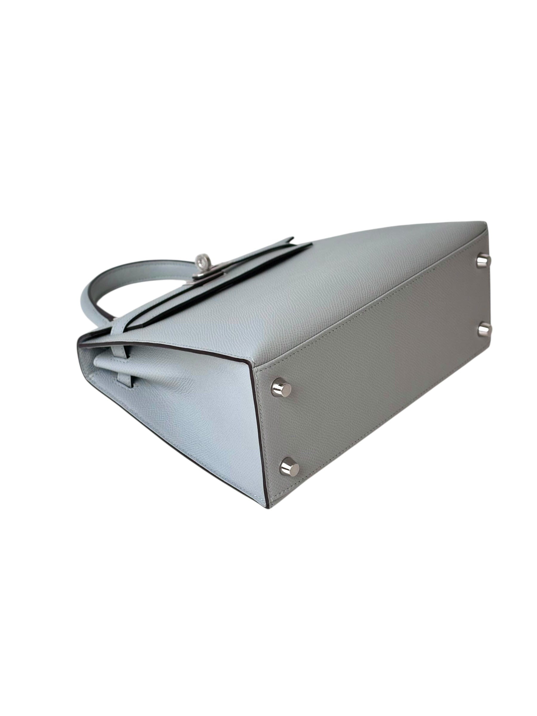 Hermes Hermes Kelly 25cm Blue Glacier Epsom Bag - Full Set - K Stamp