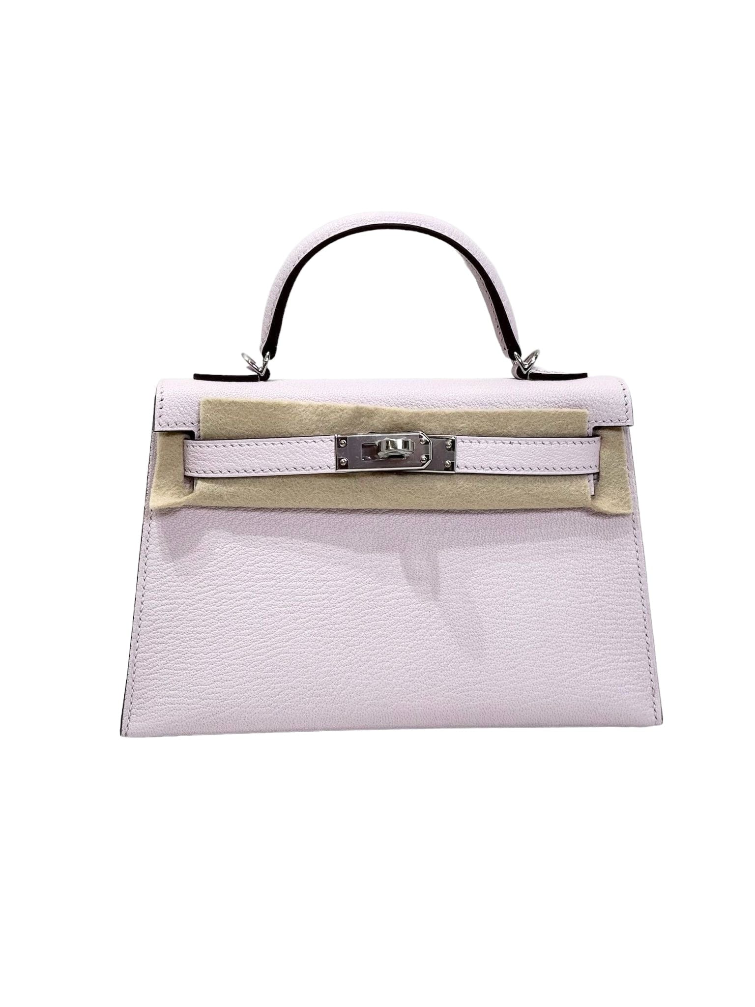 Hermes Hermes Mini Kelly Chevre In Mauve Pale/Gold