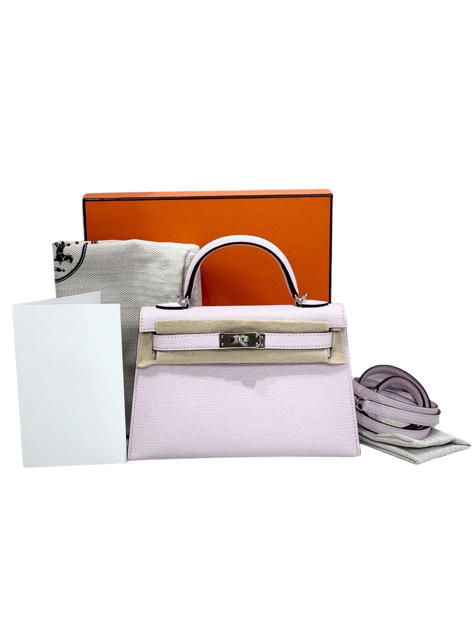 Hermes Hermes Mini Kelly Chevre In Mauve Pale/Gold