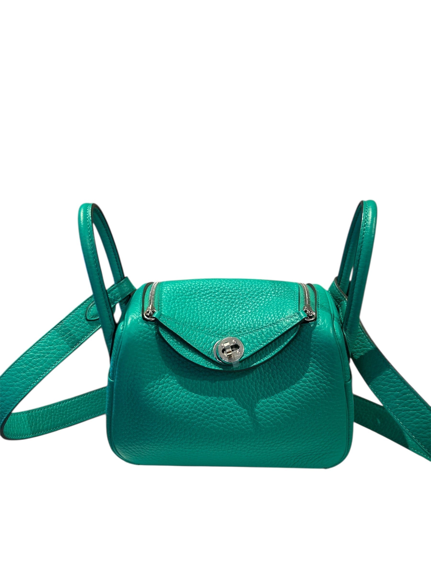 Hermes Mini Lindy Taurillon Clemence 6W Menthe