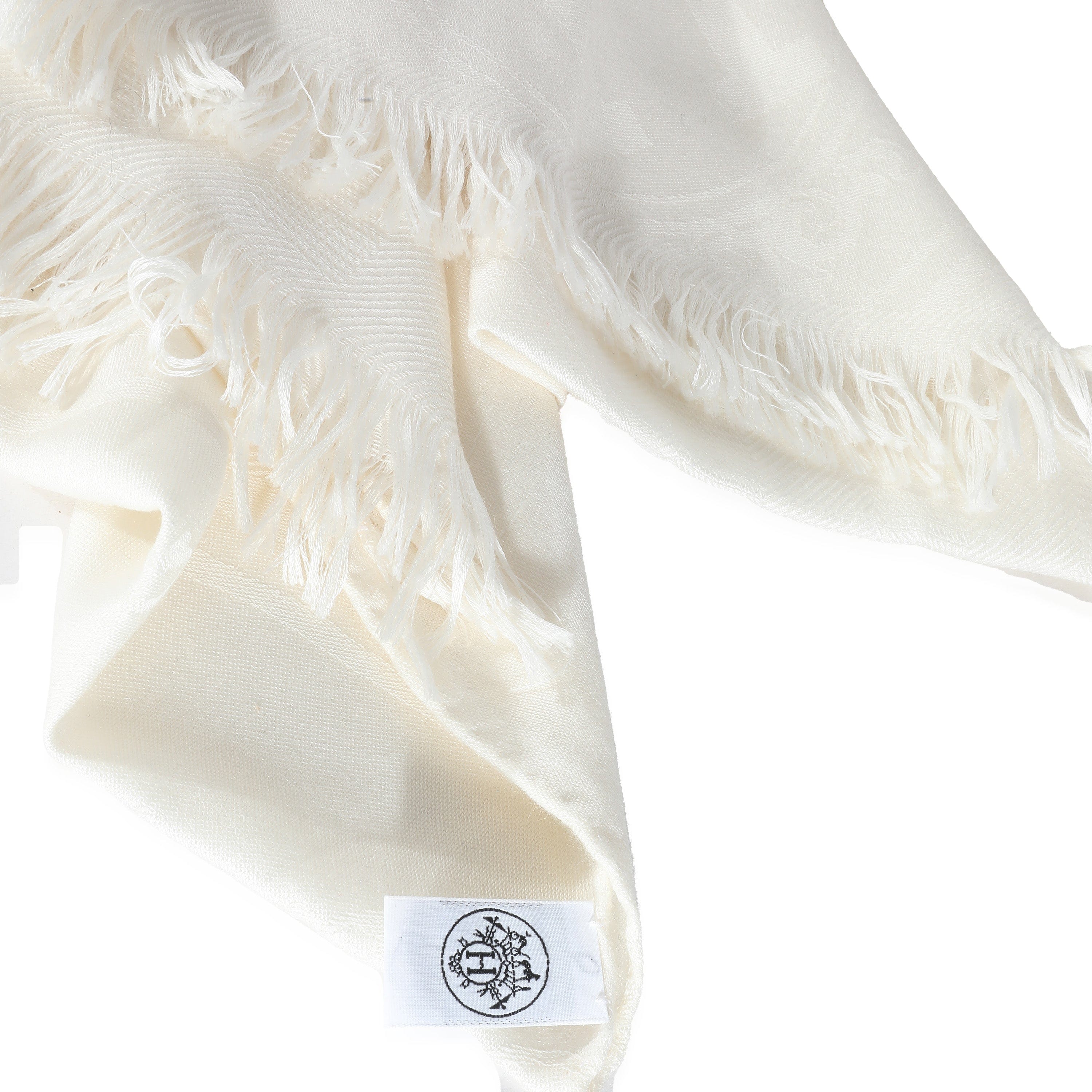 Hermès Hermès Ivory Cashmere Silk New Libris Stole