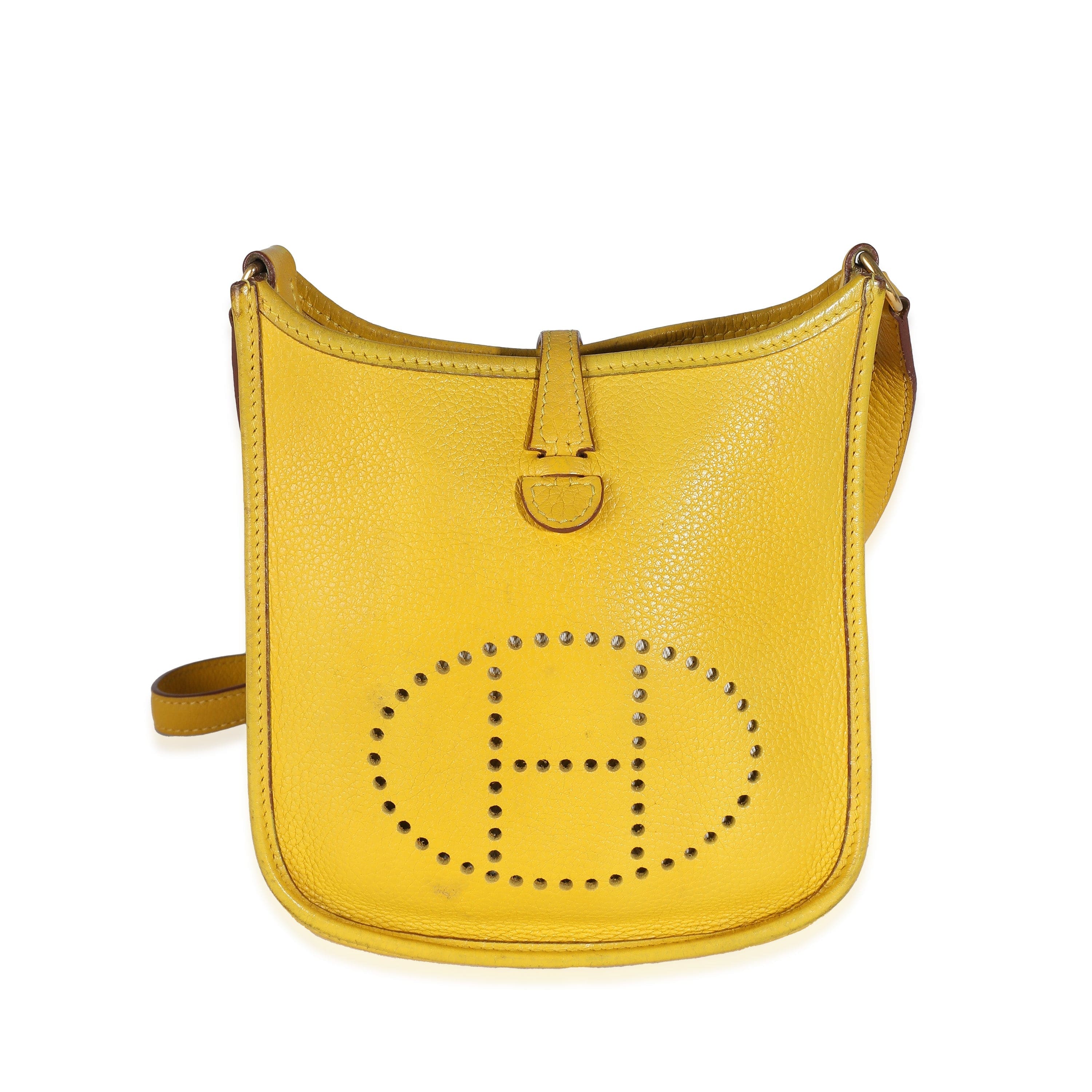 Hermès Hermès Jaune Ambre Clemence Mini Evelyne 16 TPM GHW