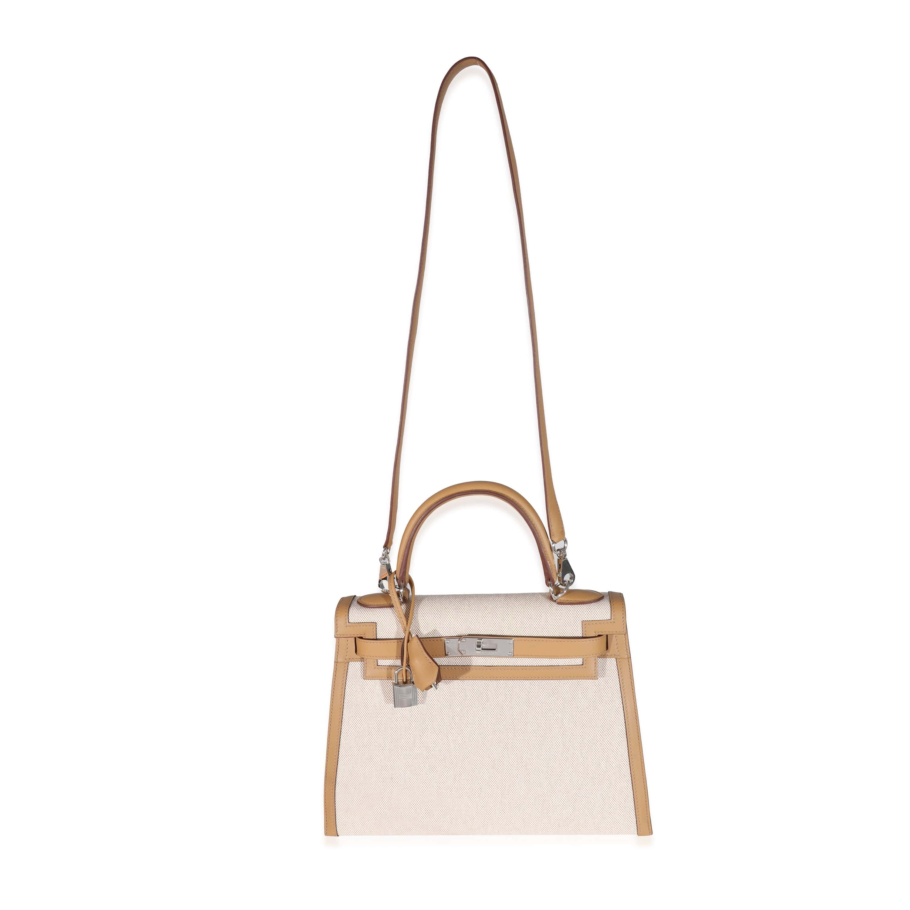 Hermès Hermès Swift Chai Toile Ecru Kelly Sellier 28 PHW