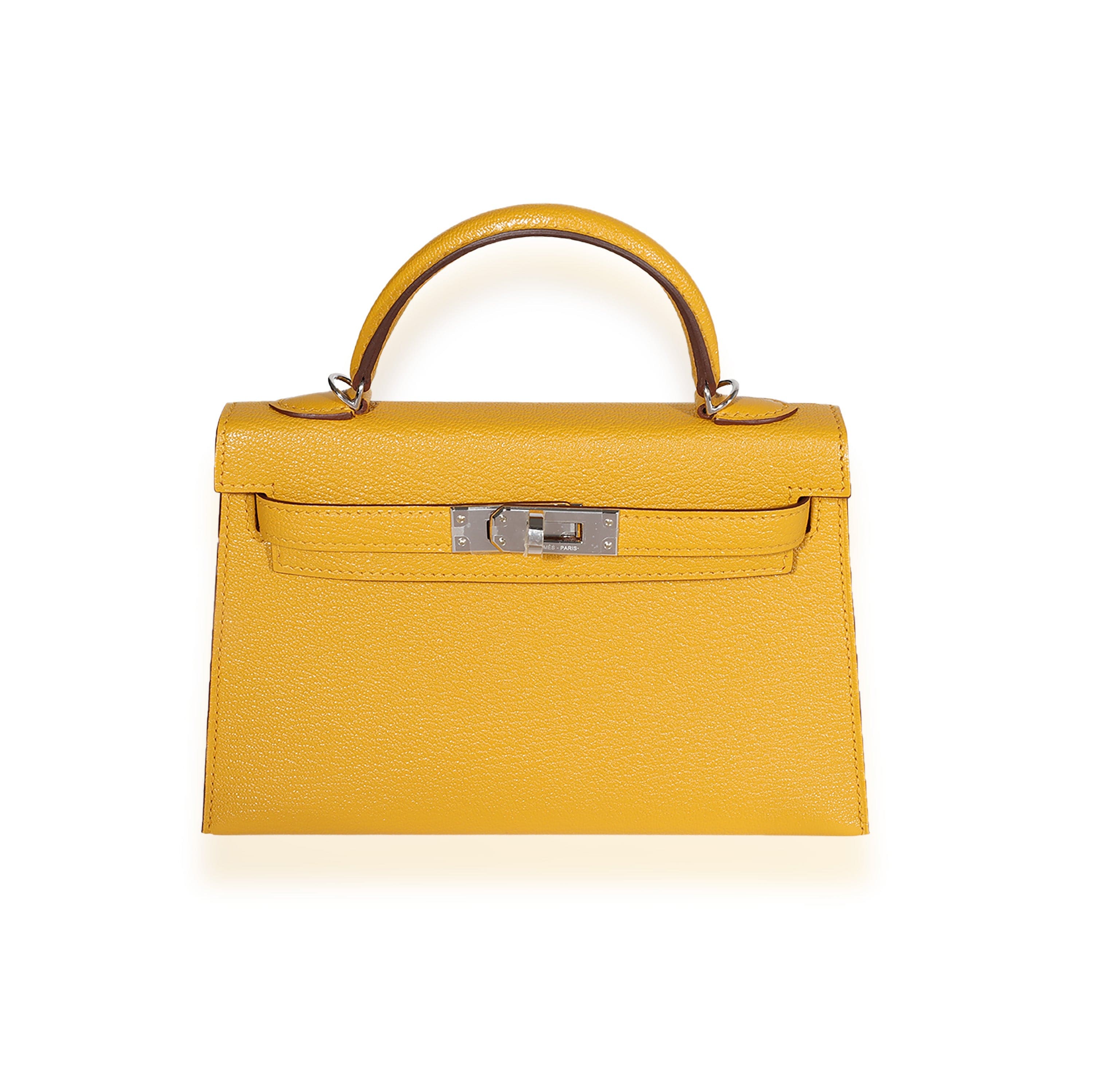 Hermès Hermès Verso Jaune Ambre & Rose Tyrien Chévre Mini Kelly 20 II PHW