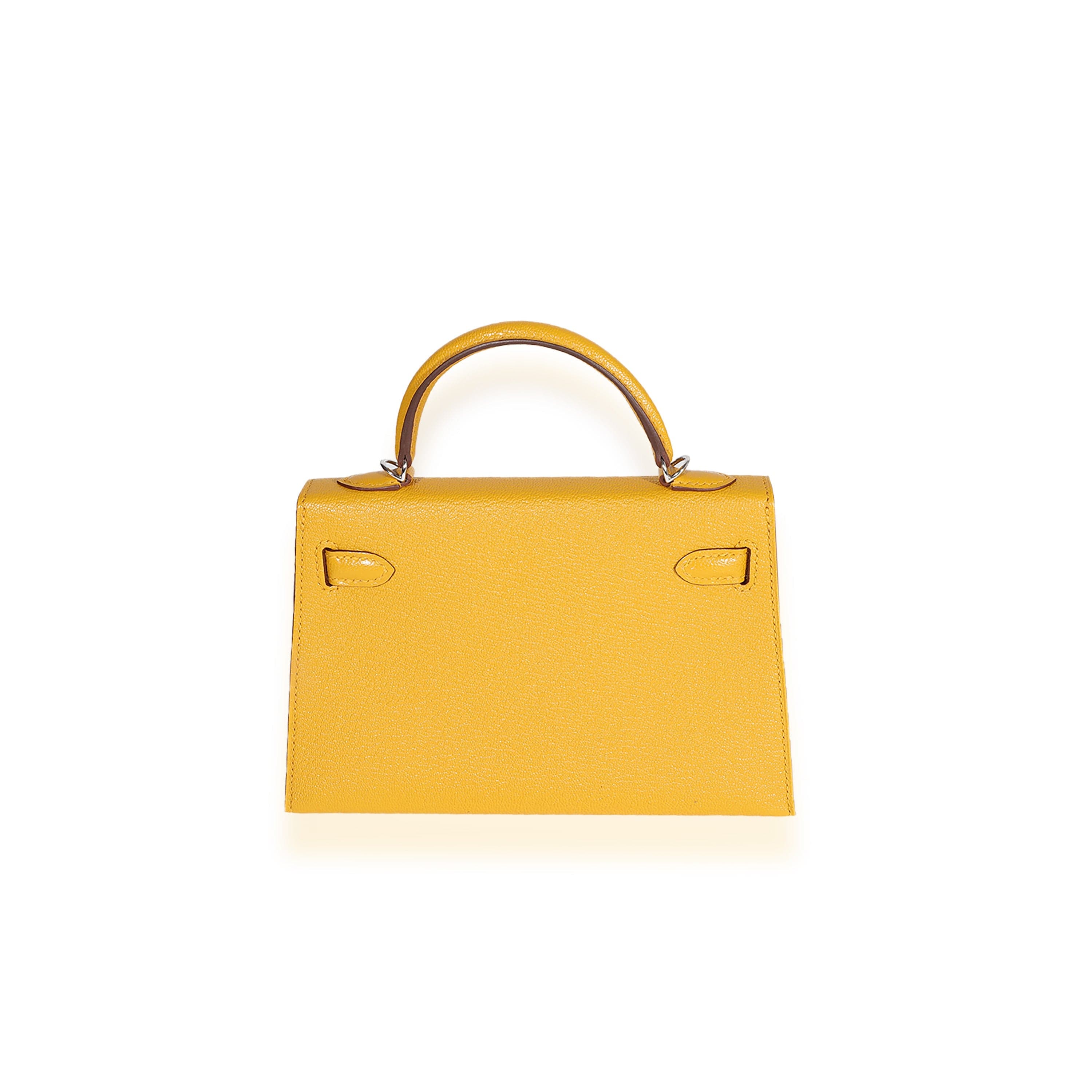 Hermès Hermès Verso Jaune Ambre & Rose Tyrien Chévre Mini Kelly 20 II PHW