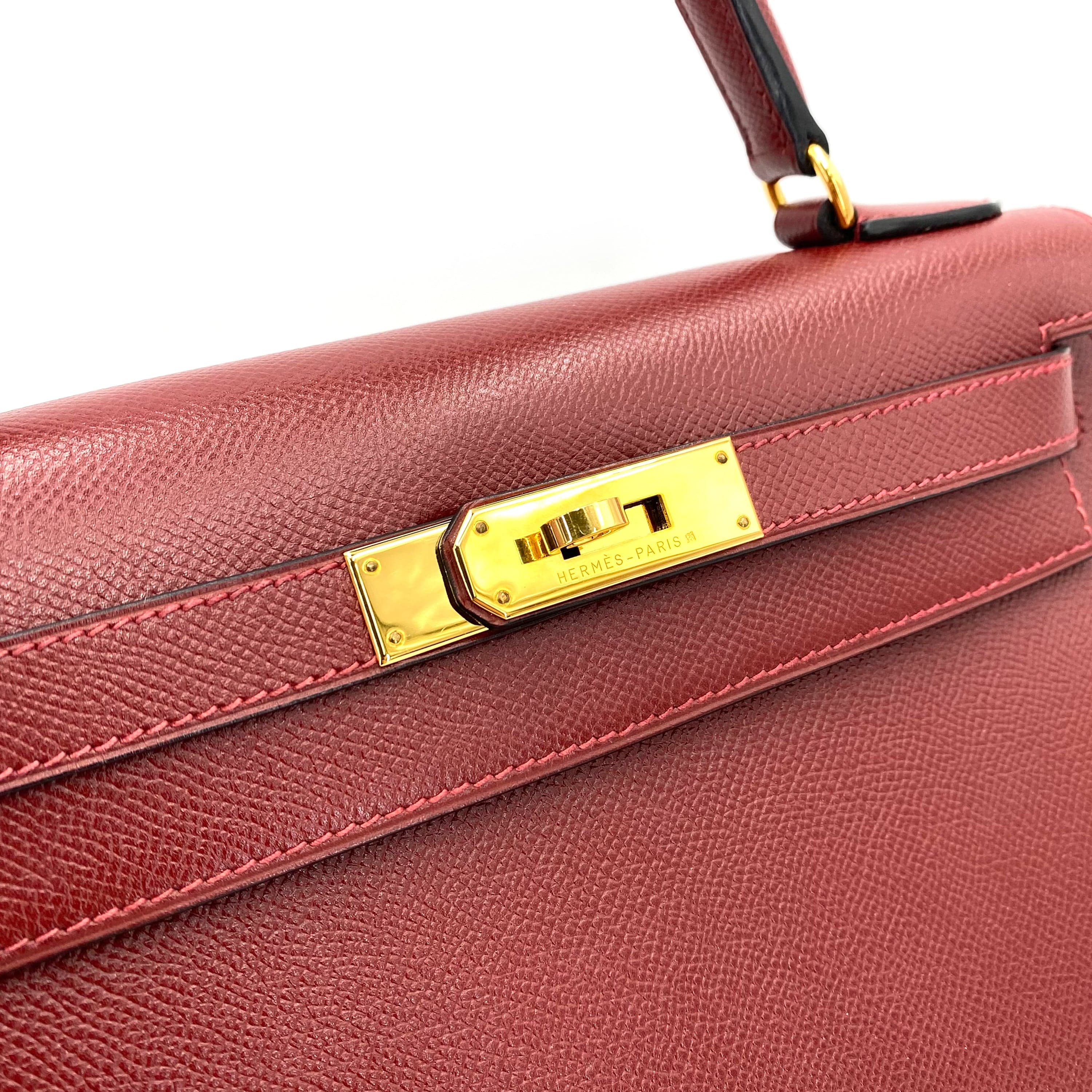 Hermès Hermès Vintage Kelly 28 Sellier Rouge H Courchevel GHW #B 90241638