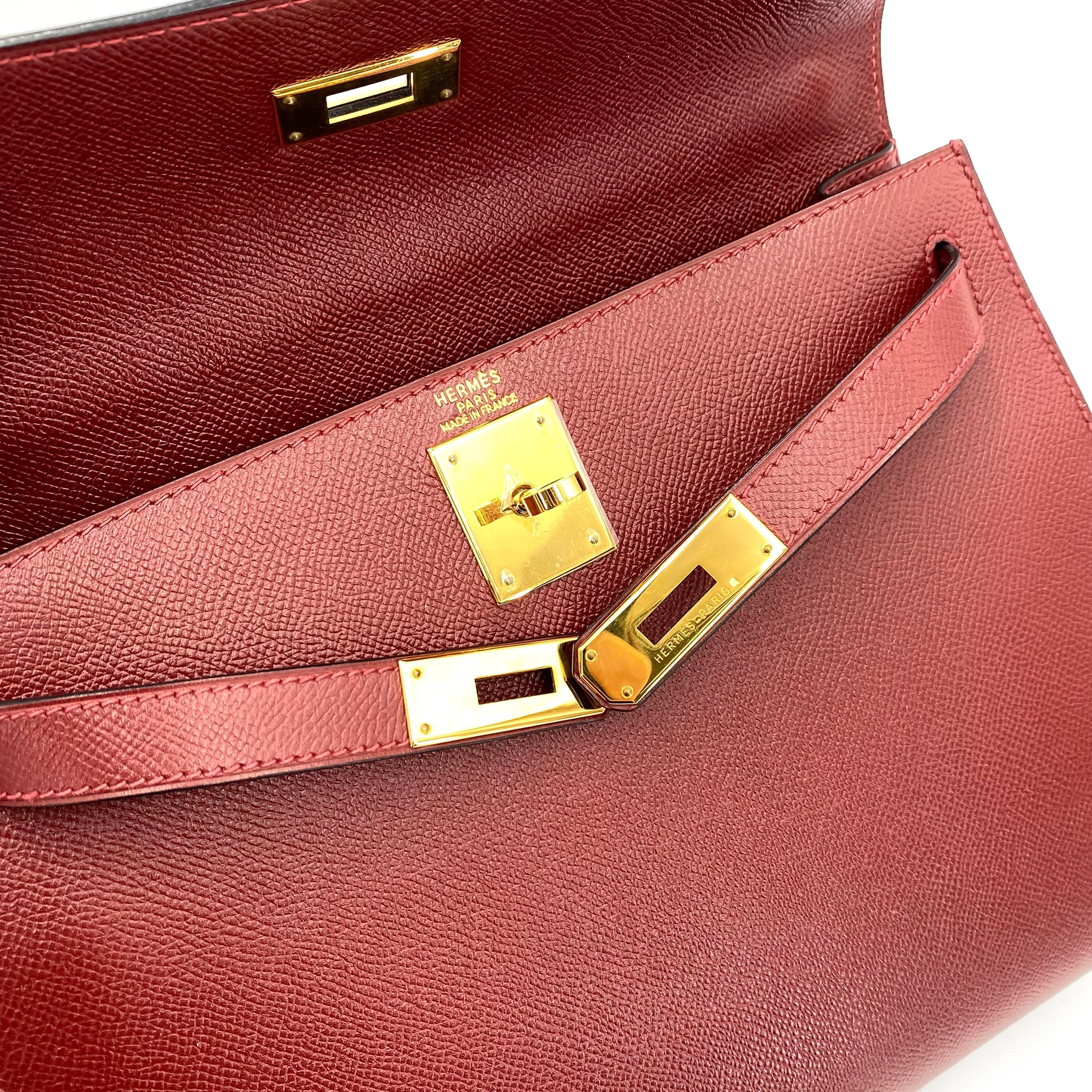 Hermès Hermès Vintage Kelly 28 Sellier Rouge H Courchevel GHW #B 90241638