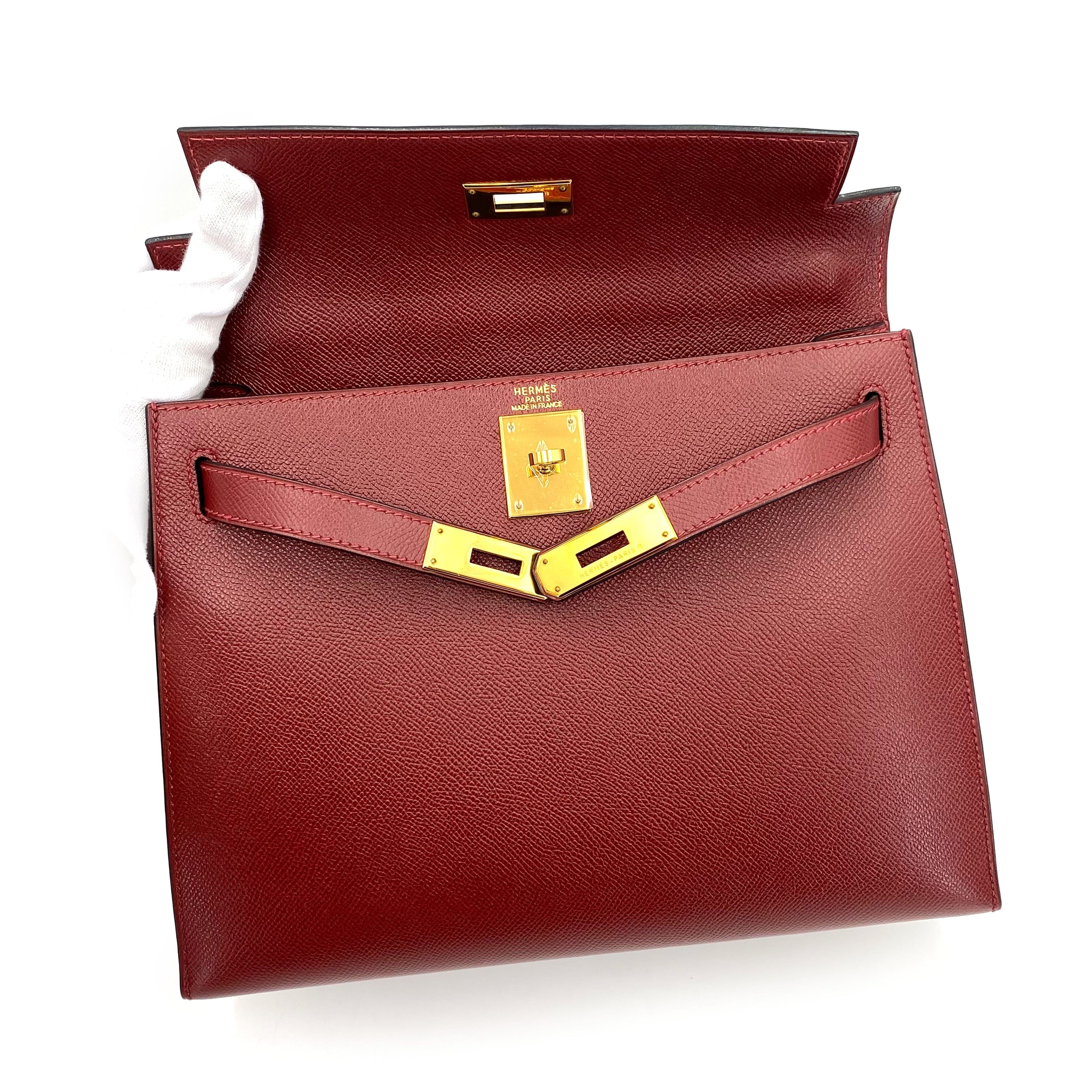 Hermès Hermès Vintage Kelly 28 Sellier Rouge H Courchevel GHW #B 90241638