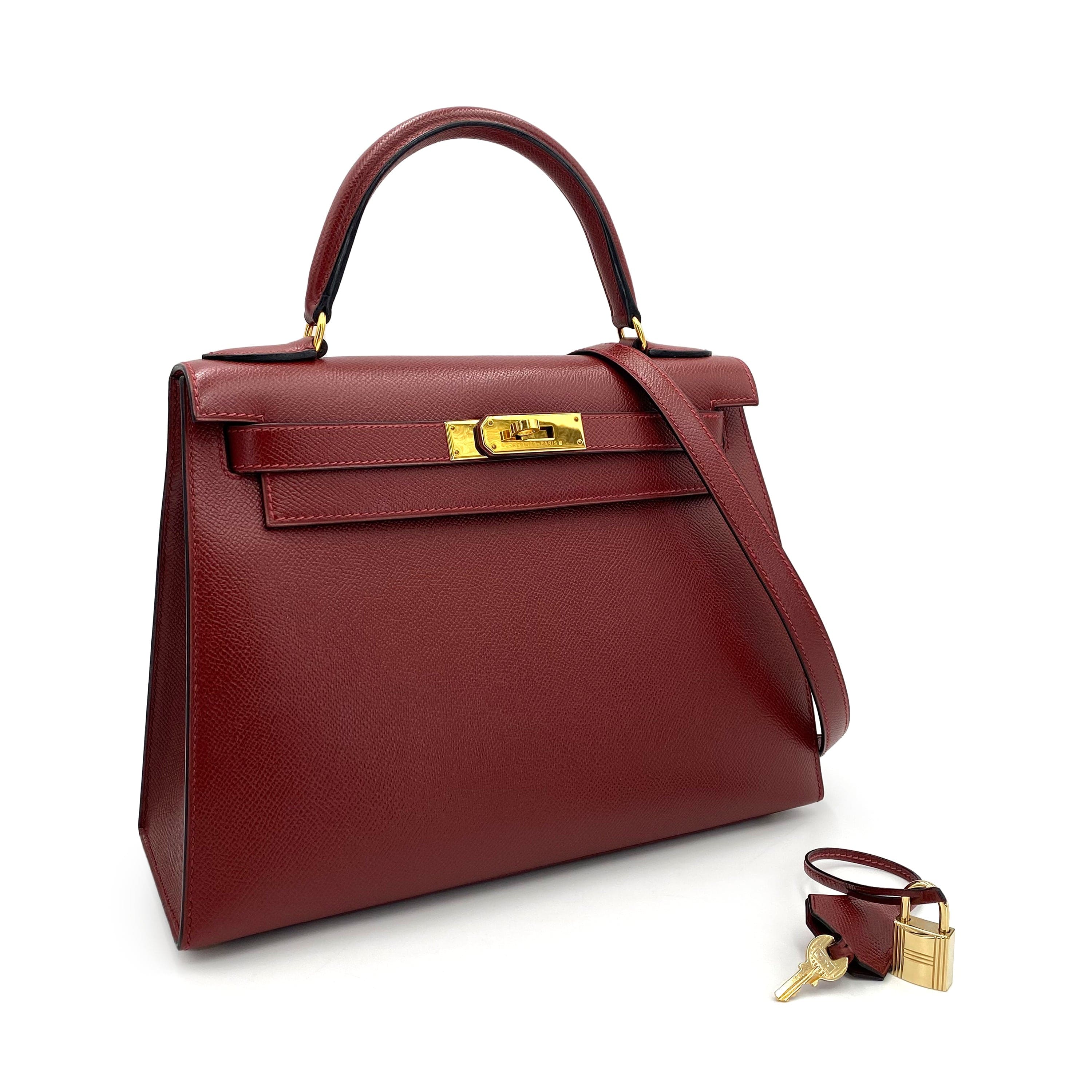 Hermès Hermès Vintage Kelly 28 Sellier Rouge H Courchevel GHW #B 90241638