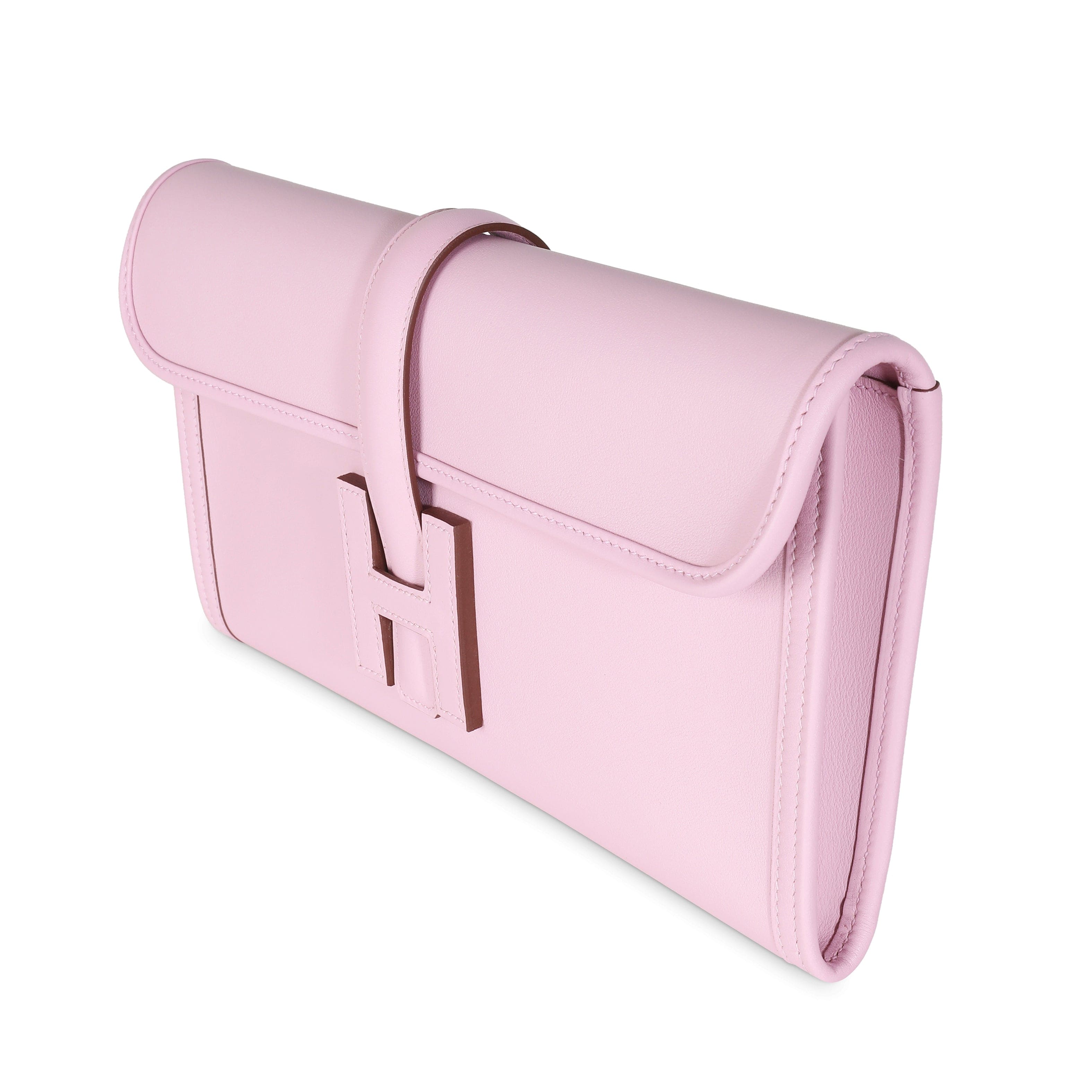 Hermès Rose Sakura Swift Jige Elan 29 Clutch