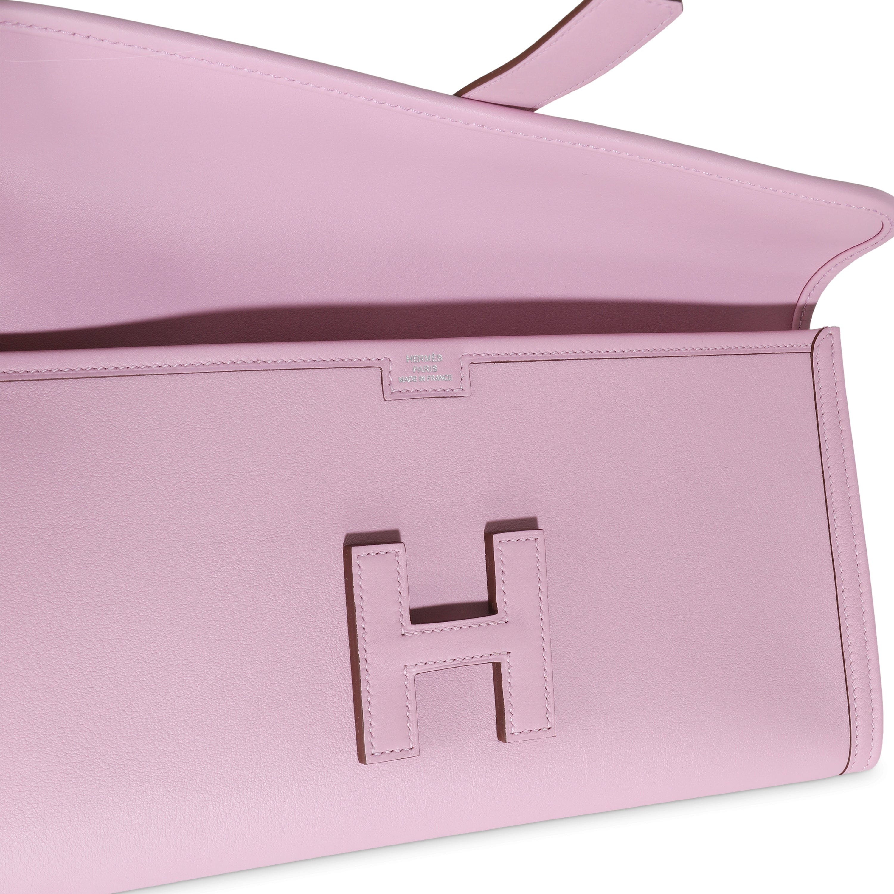 Hermès Rose Sakura Swift Jige Elan 29 Clutch