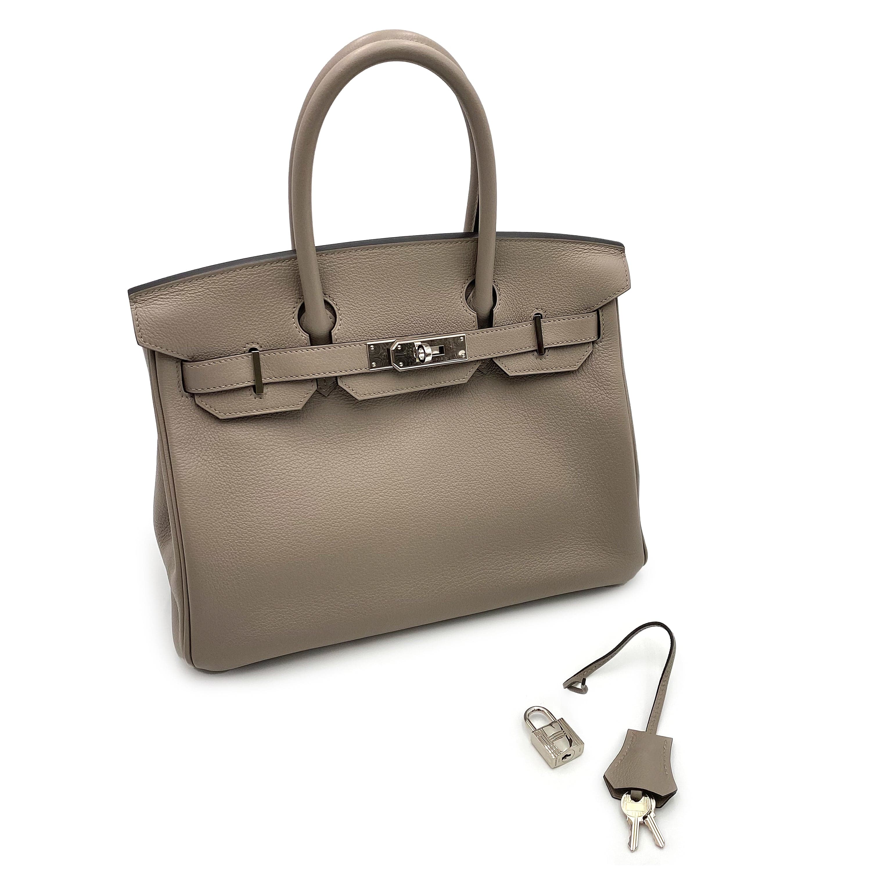 Hermès HERMES 30 GRIS ASPHALT TAURILLON CLEMENCE HAND BAG D SHW 90226085