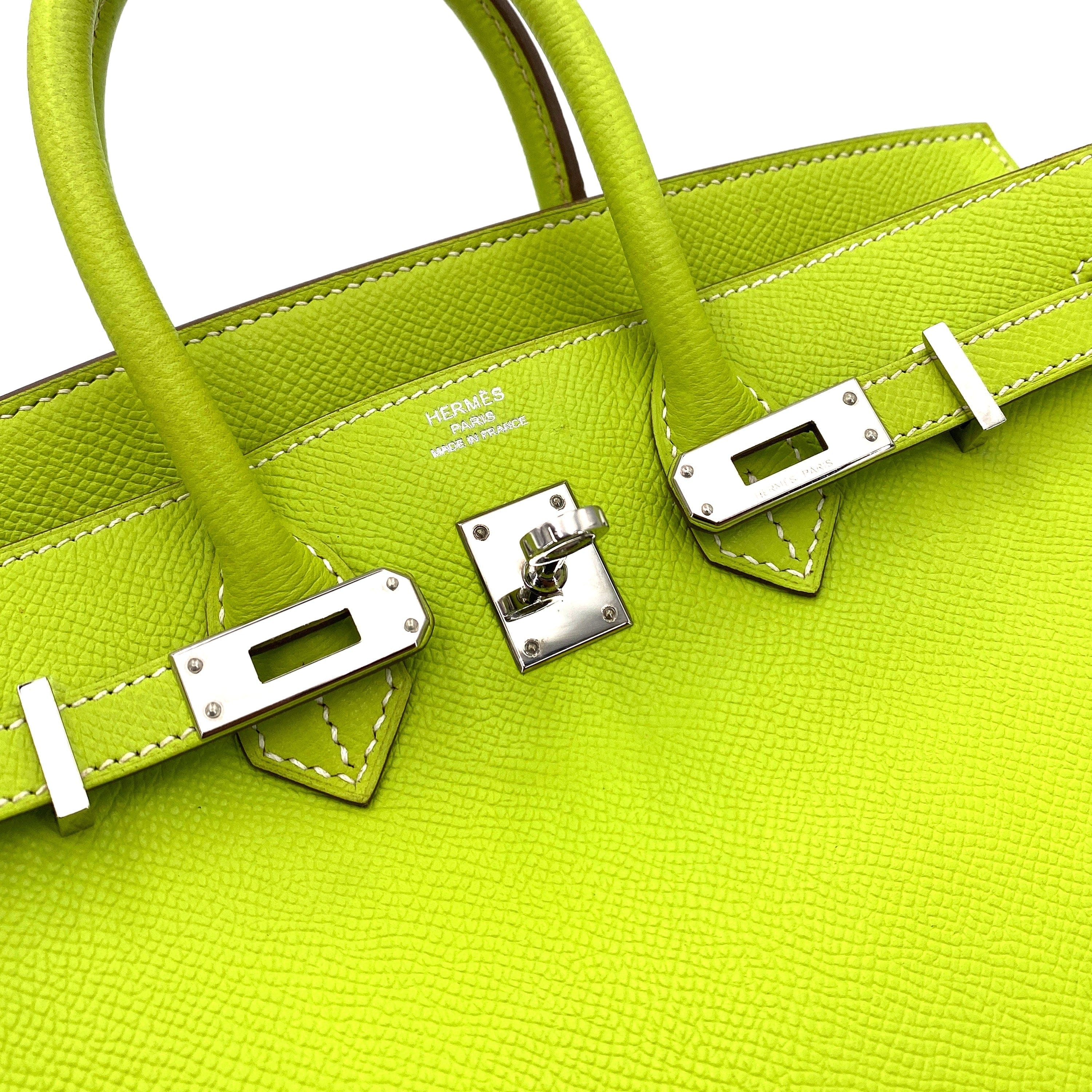 HERMES HERMES BIRKIN 25 CANDY KIWI / LICHEN EPSOM PHW #O 90250463