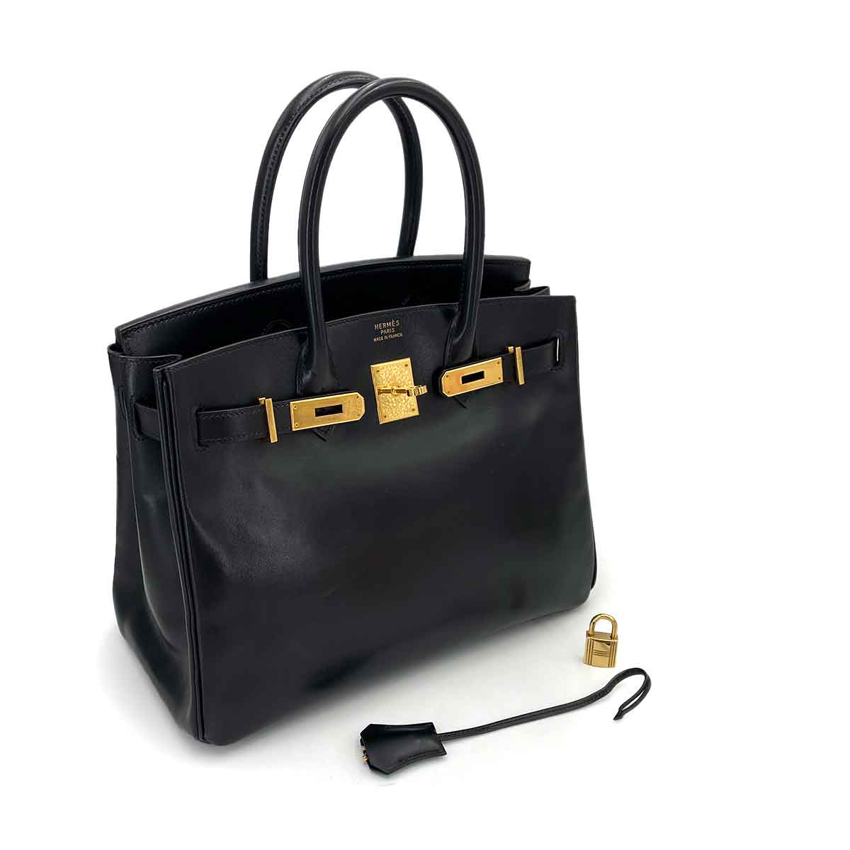 Hermes HERMES BIRKIN 30 BLACK BOXCALF HAND BAG □C 90245647