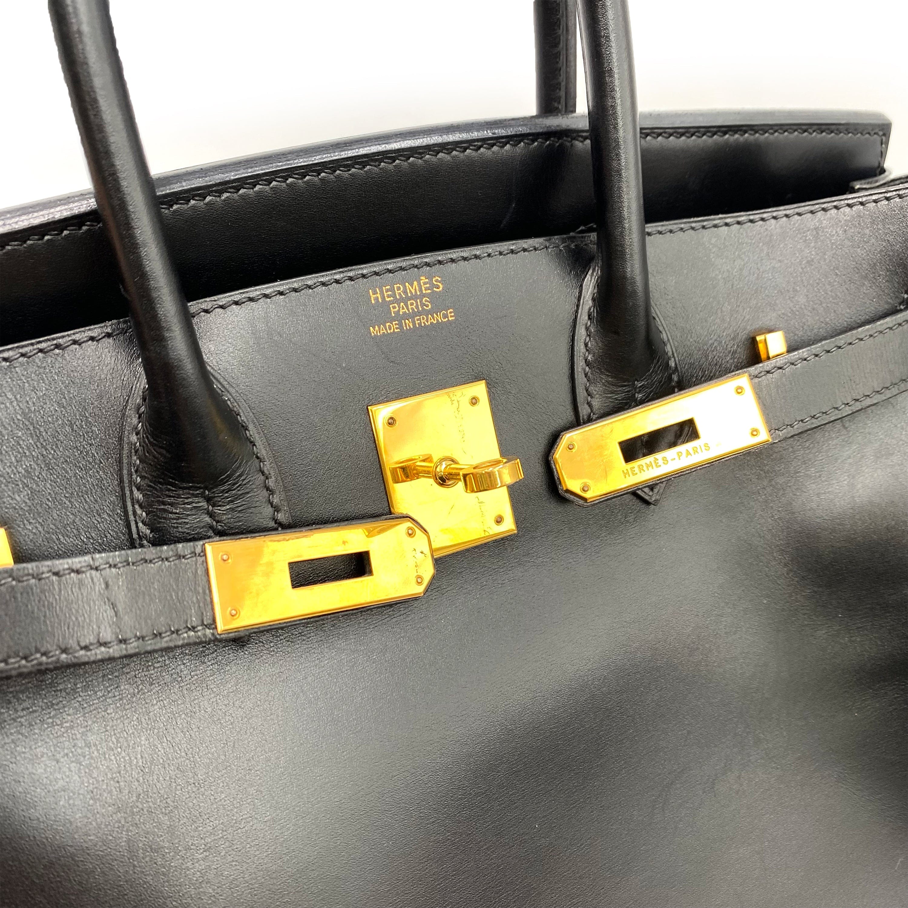 Hermès HERMES BIRKIN 30 BLACK BOXCALF HAND BAG □E 90236746