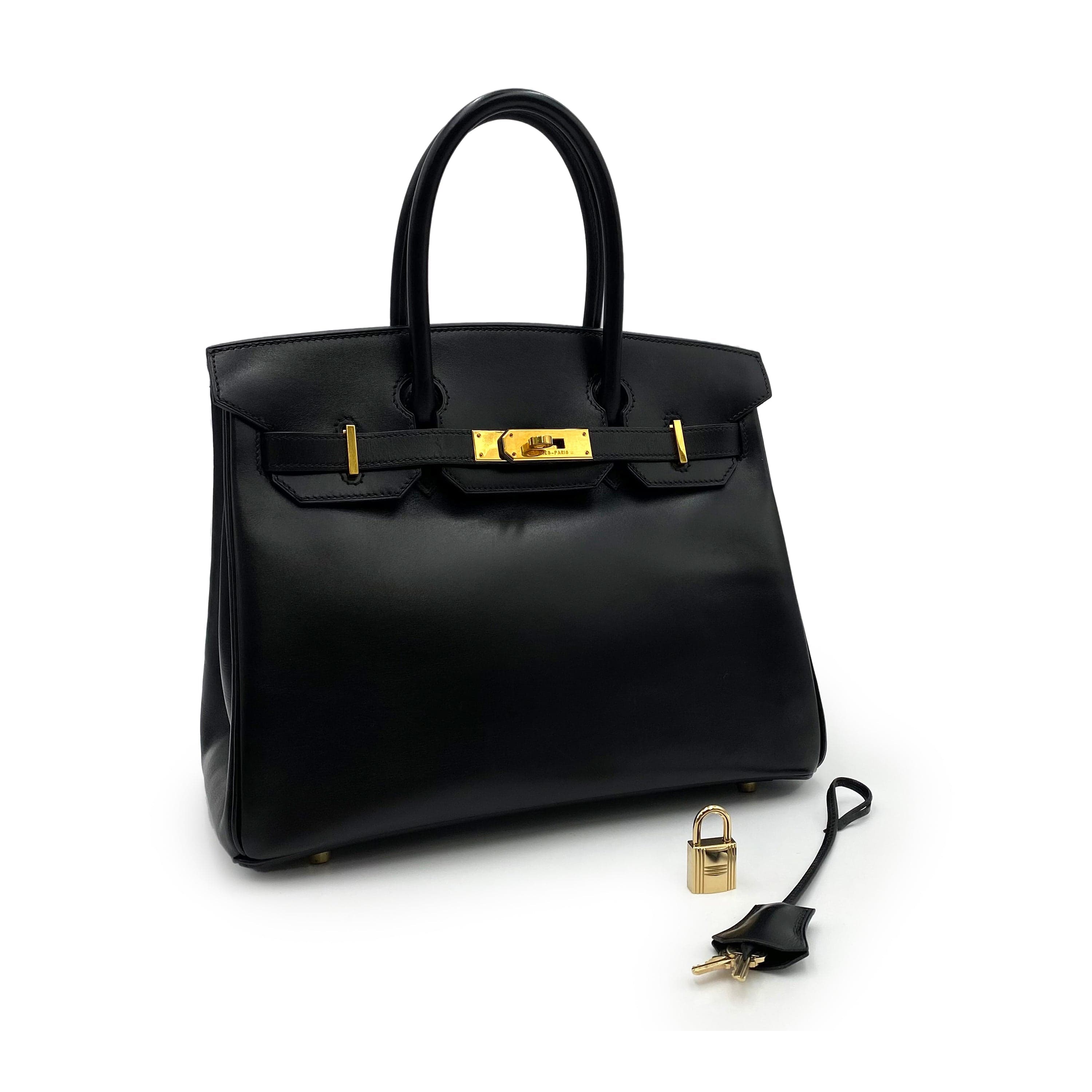 Hermès HERMES BIRKIN 30 BLACK BOXCALF HAND BAG □E 90236746