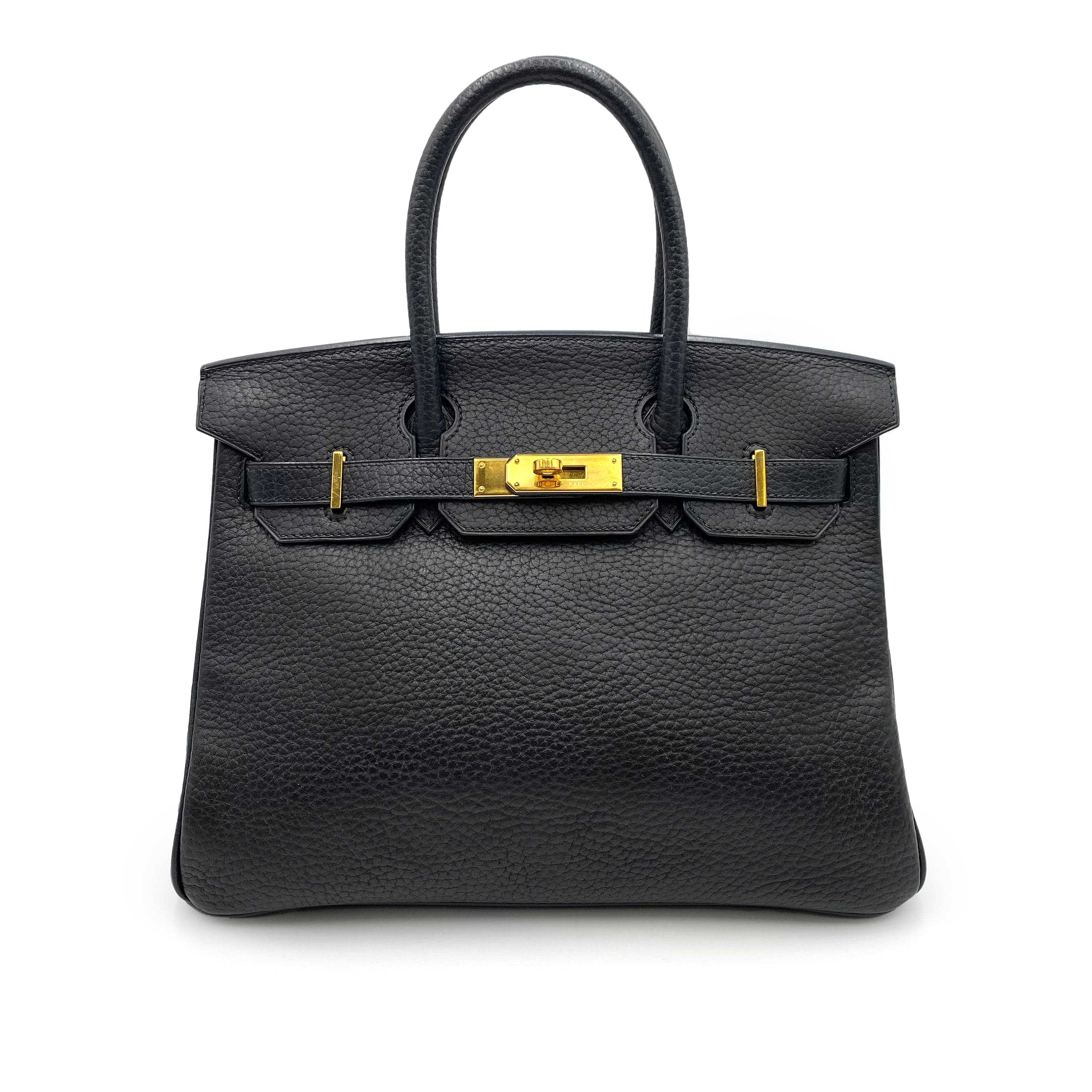 Hermès HERMES BIRKIN 30 BLACK FJORD HAND BAG □H GHW 90234755