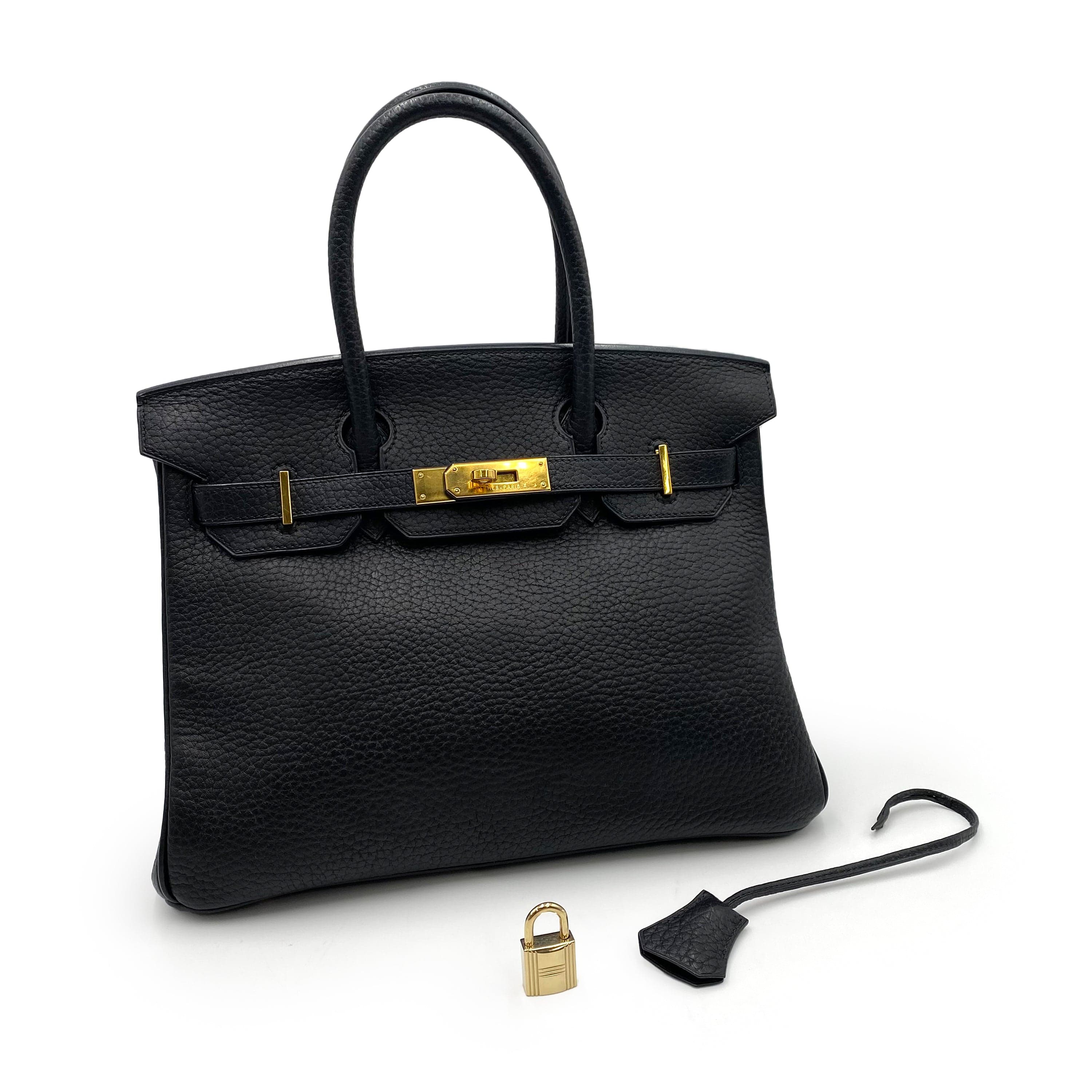 Hermès HERMES BIRKIN 30 BLACK FJORD HAND BAG □H GHW 90234755