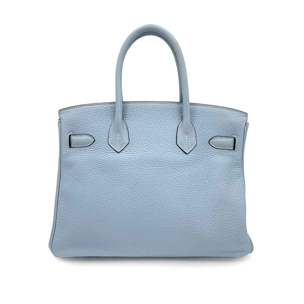 HERMES HERMES BIRKIN 30 BLUE LIN TAURILLON CLEMENCE HAND BAG □P SHW 90227505