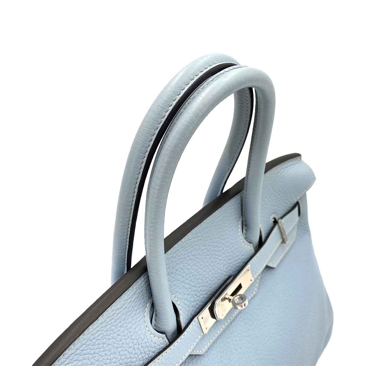 HERMES HERMES BIRKIN 30 BLUE LIN TAURILLON CLEMENCE HAND BAG □P SHW 90227505