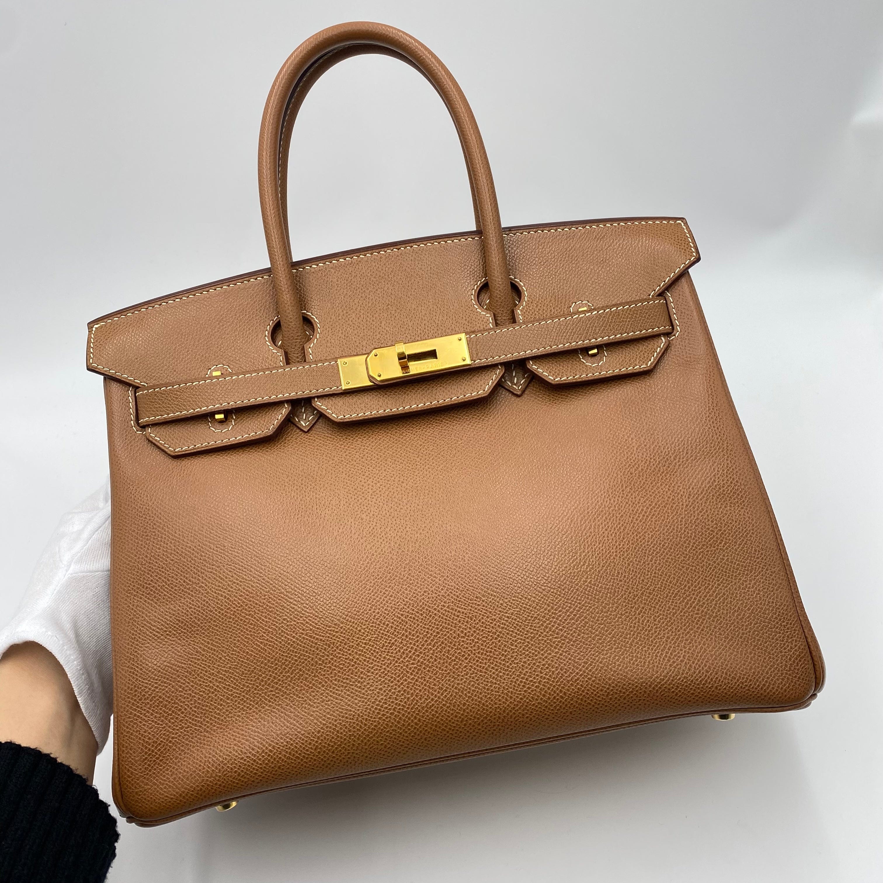 Hermès HERMES BIRKIN 30 GOLD COUCHEVEL HAND BAG □G